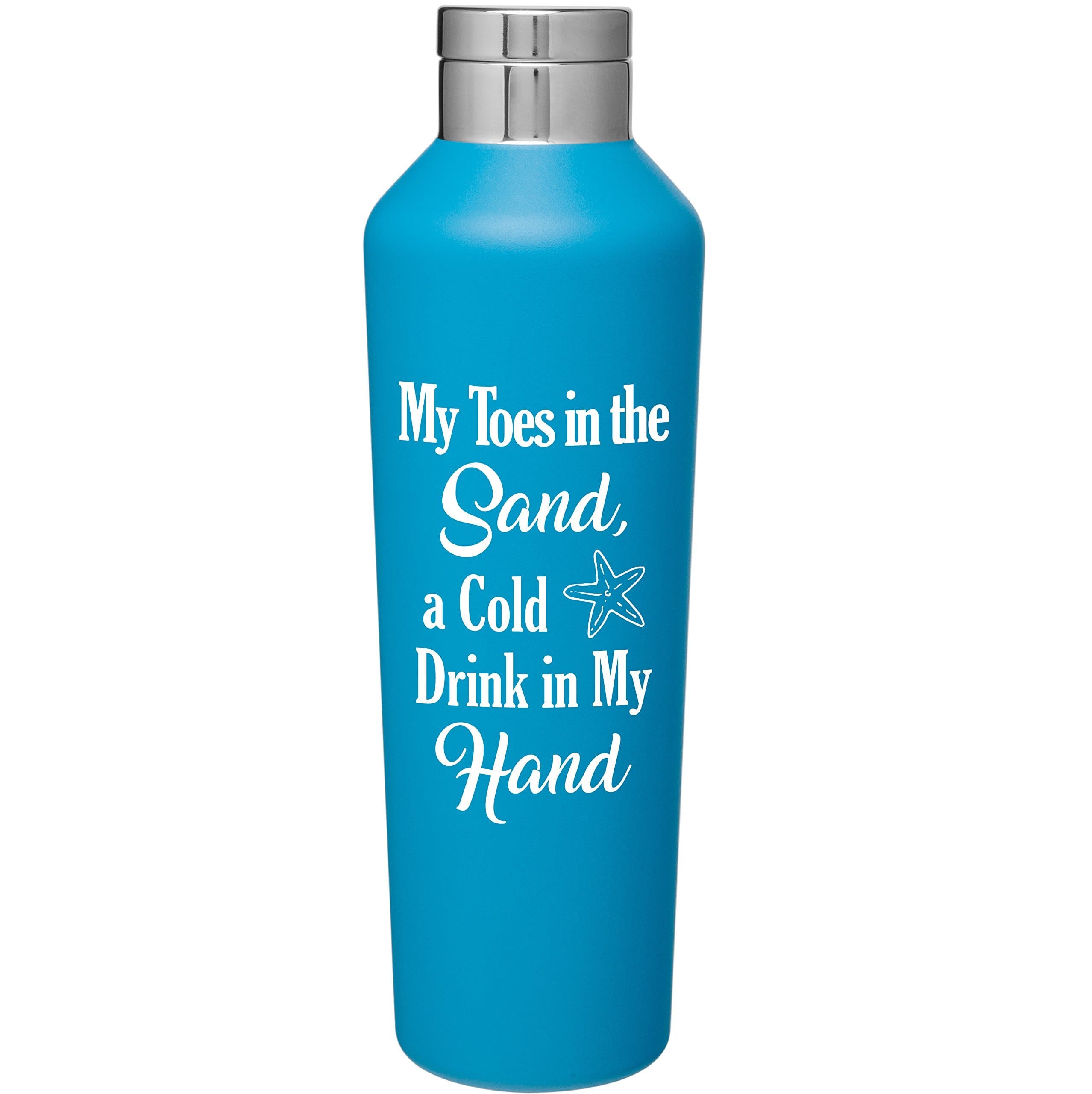 Stainless Steel 20.9 oz Manhattan Style Canteen with Lid | Double Wall Copper Vacuum Insulated | Hot or Cold Drinks | Water Bottle Travel Tumbler | Customized With Fun Novelty Saying (Matte Aqua Blue)