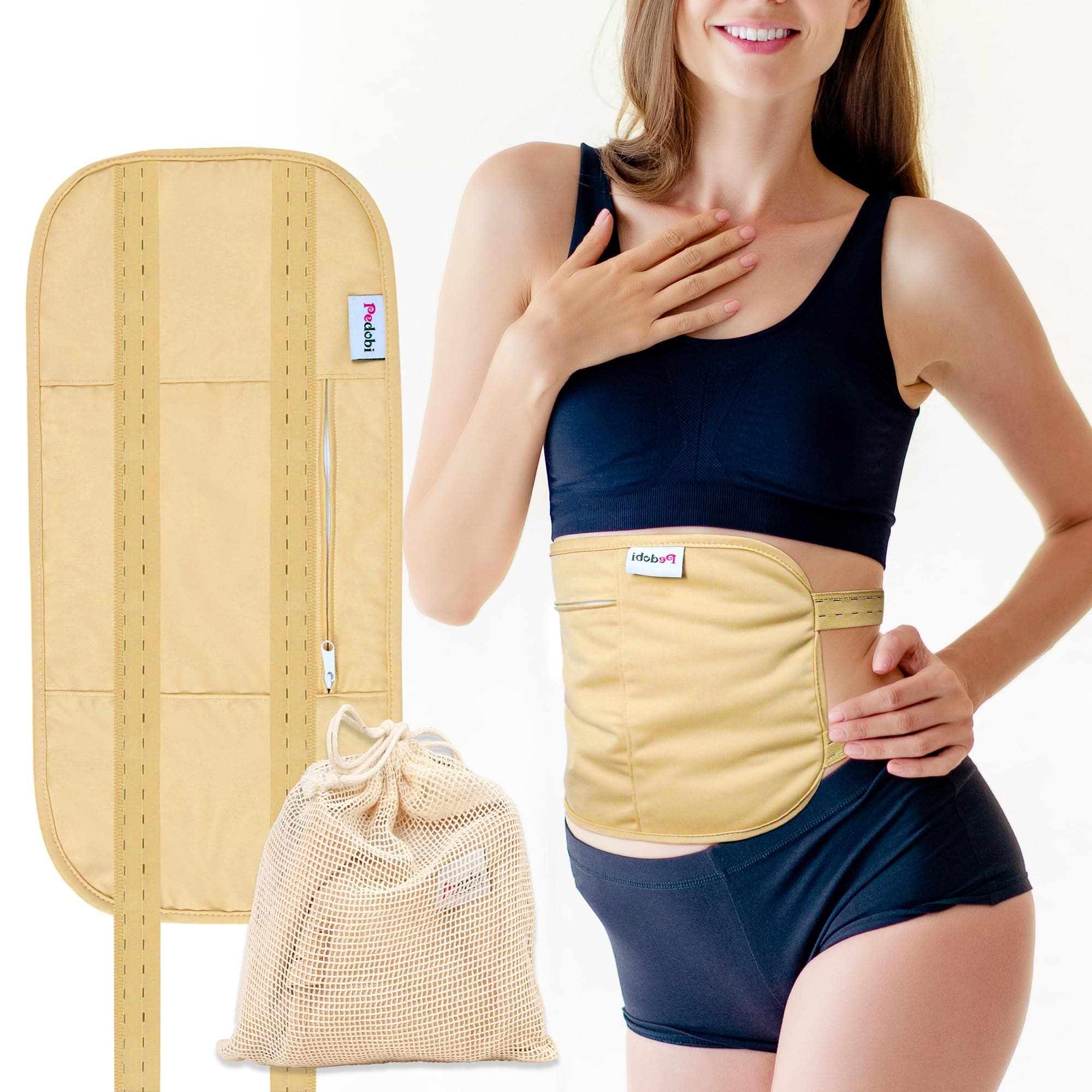 Pedobi Castor Oil Pack, Castor Oil Pack Wrap Organic Cotton Reusable Castor Oil Pack Compress for Liver Detox, Insomnia, Constipation