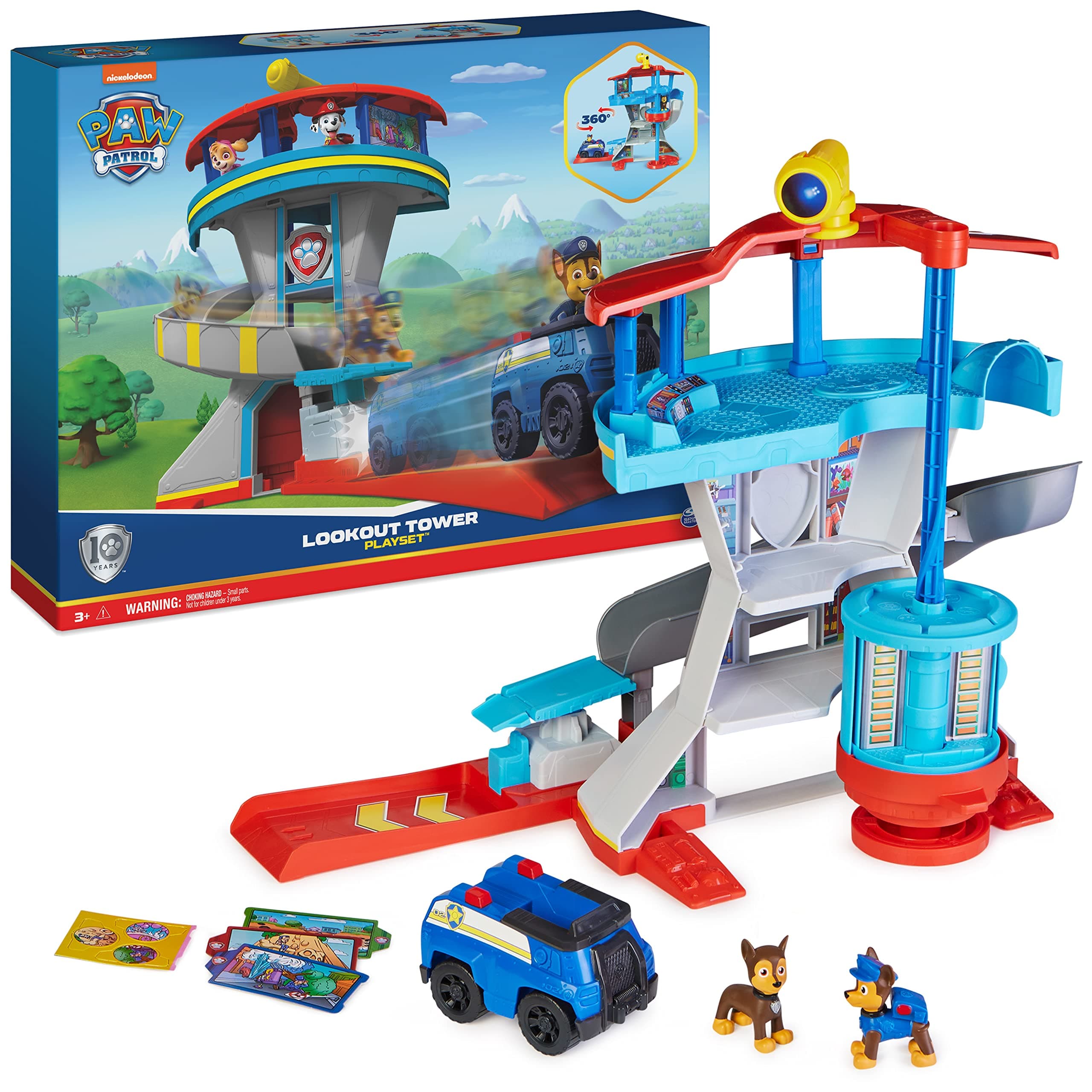 Lookout Tower, Headquarters Playset with 1 Chase Base Vehicle, 2 Chase Figures and Accessories, Suitable for Children from 3 Years