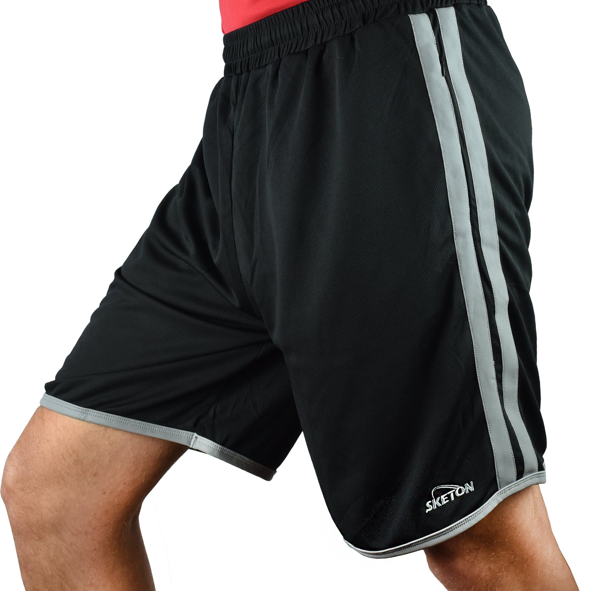 Sketon Men's Shorts Mesh Athletic Short with Reflective Stripes with Pockets