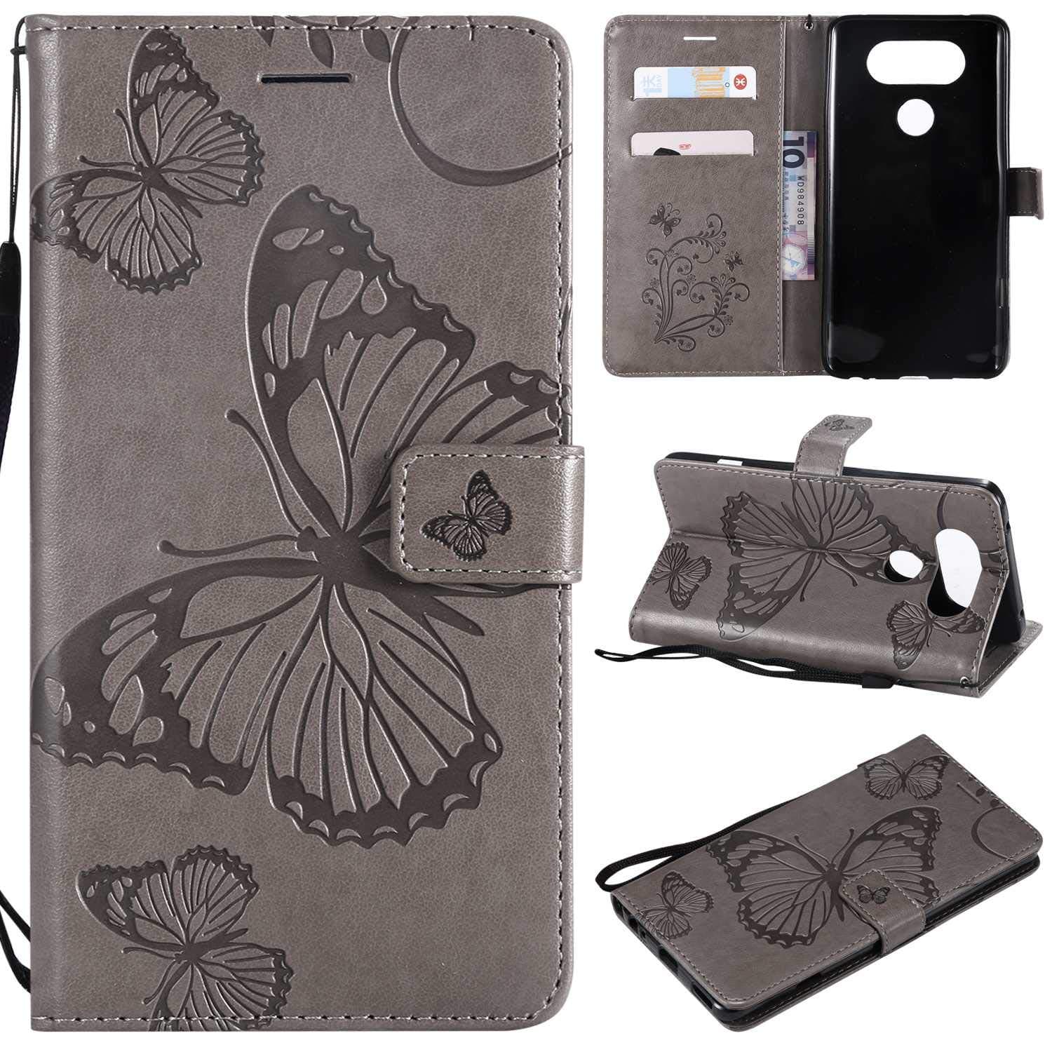 LG V20 Leather Case, Bear Village® Flip Wallet Case Slim Shockproof Cover with Credit Card Holder for LG V20 (#5 Grey)