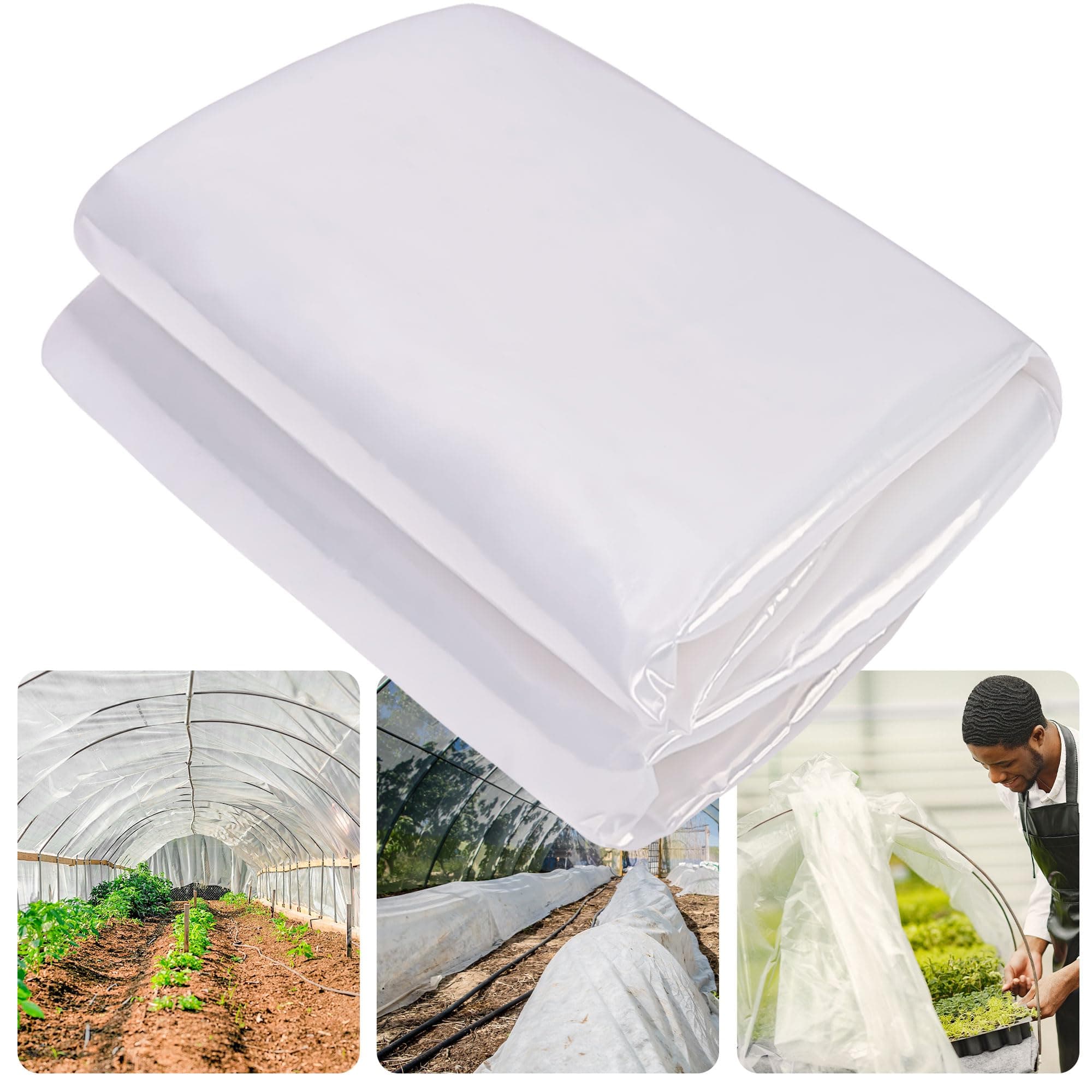 6 Mil Clear Greenhouse Plastic Sheeting,Transparent Plastic Film for Greenhouse, Resistant Polyethylene Film for Farm,Garden (6.5ftx9.8ft)