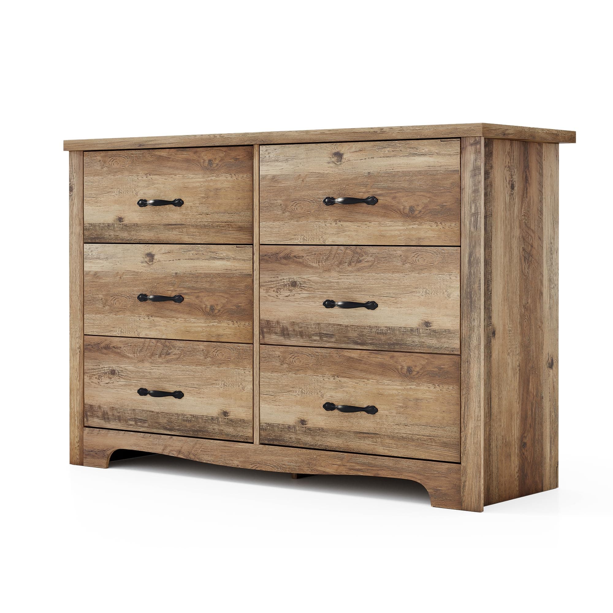 LINSY HOME 6 Drawers Dresser for Bedroom, Wood Bedroom Dresser Modern Drawer Chest, 6 Chest of Drawer, Tall Dresser for Closet, Dressers Organizer for Living Room, Closet, Hallway, Nursery
