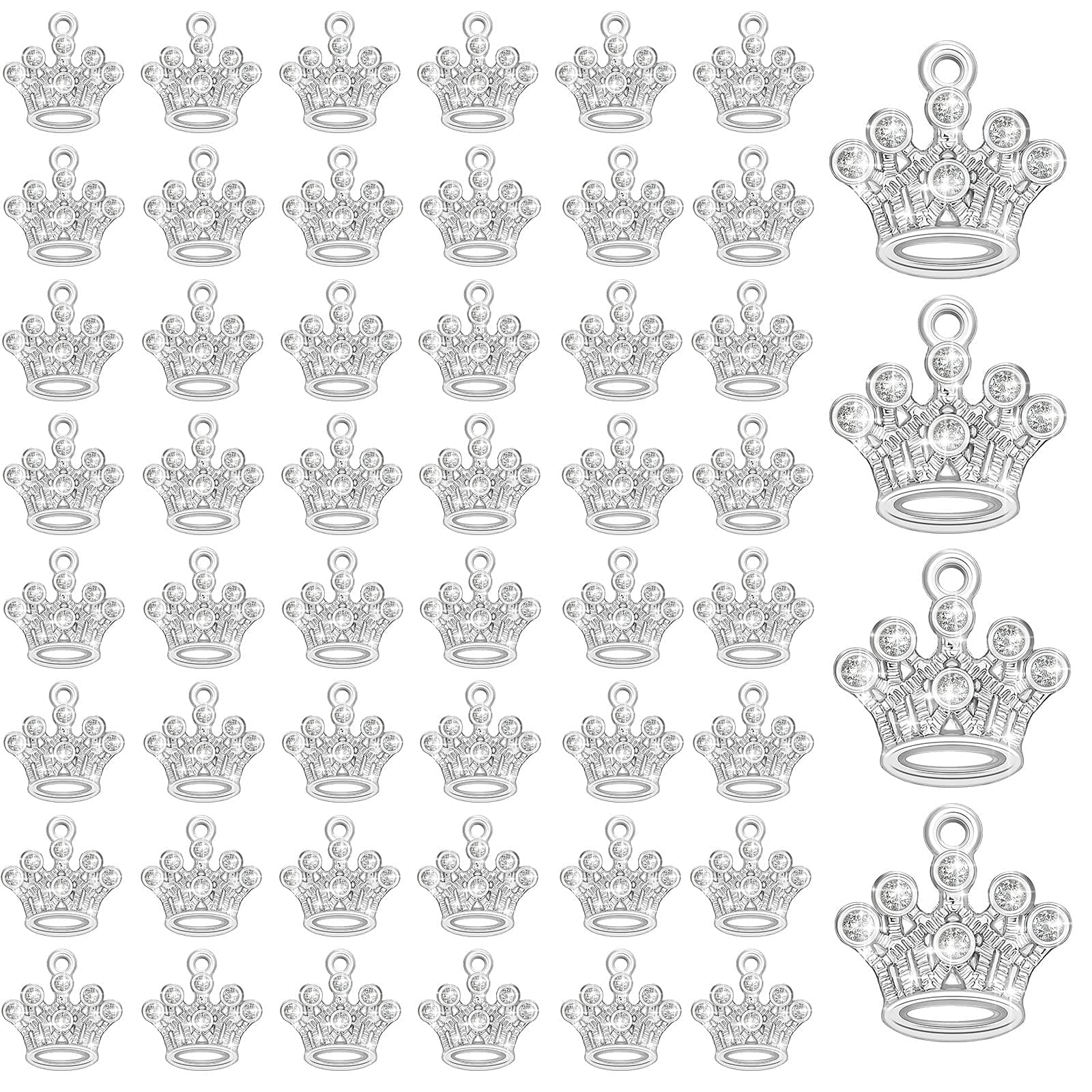 Hicarer 48 Pieces Crown Charms Mini Crowns for Crafts Crystal Pendants Vintage Jewelry Charms for DIY Jewelry Making Accessories Craft Supplies