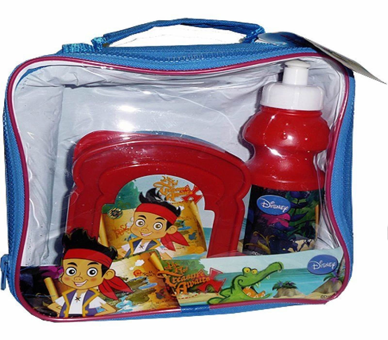 KIDS BOYS GIRLS DISNEY CHARACTER LUNCH PACK SET BAG DRINK BOTTLE & SANDWICH BOX (Jack & Pirates)