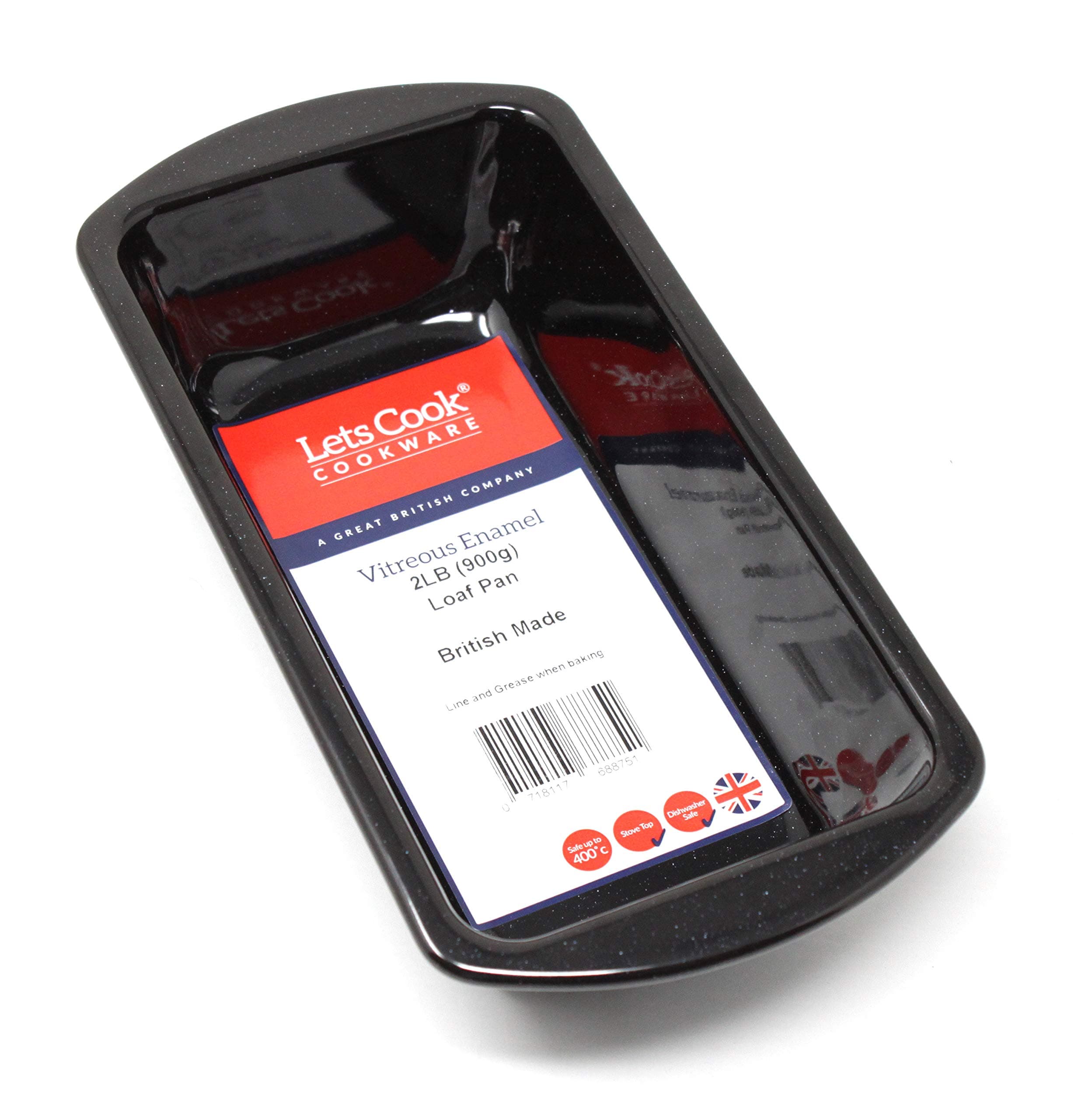 Lets Cook Cookware Vitreous Enamel 2LB (900g) Loaf Pan, British Made