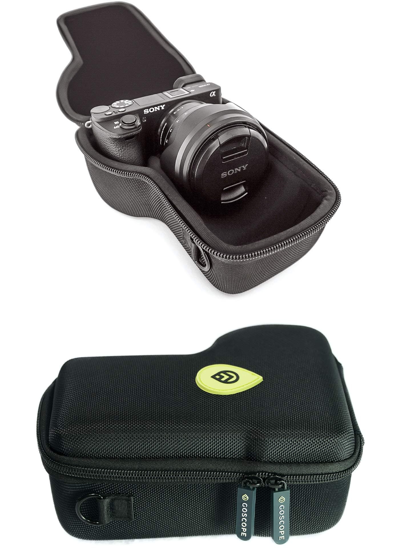 GoScope Alpha GO CASE (MICBERGSMA Edition) Compact Hard case Compatible with Sony Alpha a6000, a6300, a6400, a6500 Camera Body w/Lens Sizes 10mm-105mm [ Hard Camera case ] FITS Camera & Lens