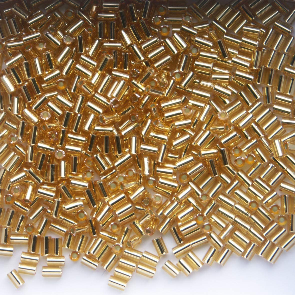 Silver Lined Gold Glass Bugle Beads 100g 3mm BU3-161