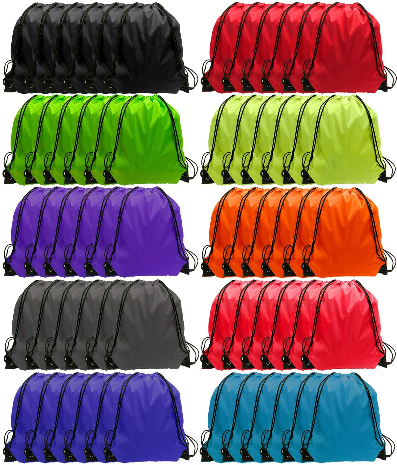 GoodtoU Drawstring Backpack Cinch Bags Drawstring Bags Bulk Nylon Draw String Sport Bag, 10 Colors, 10 colors, Sports