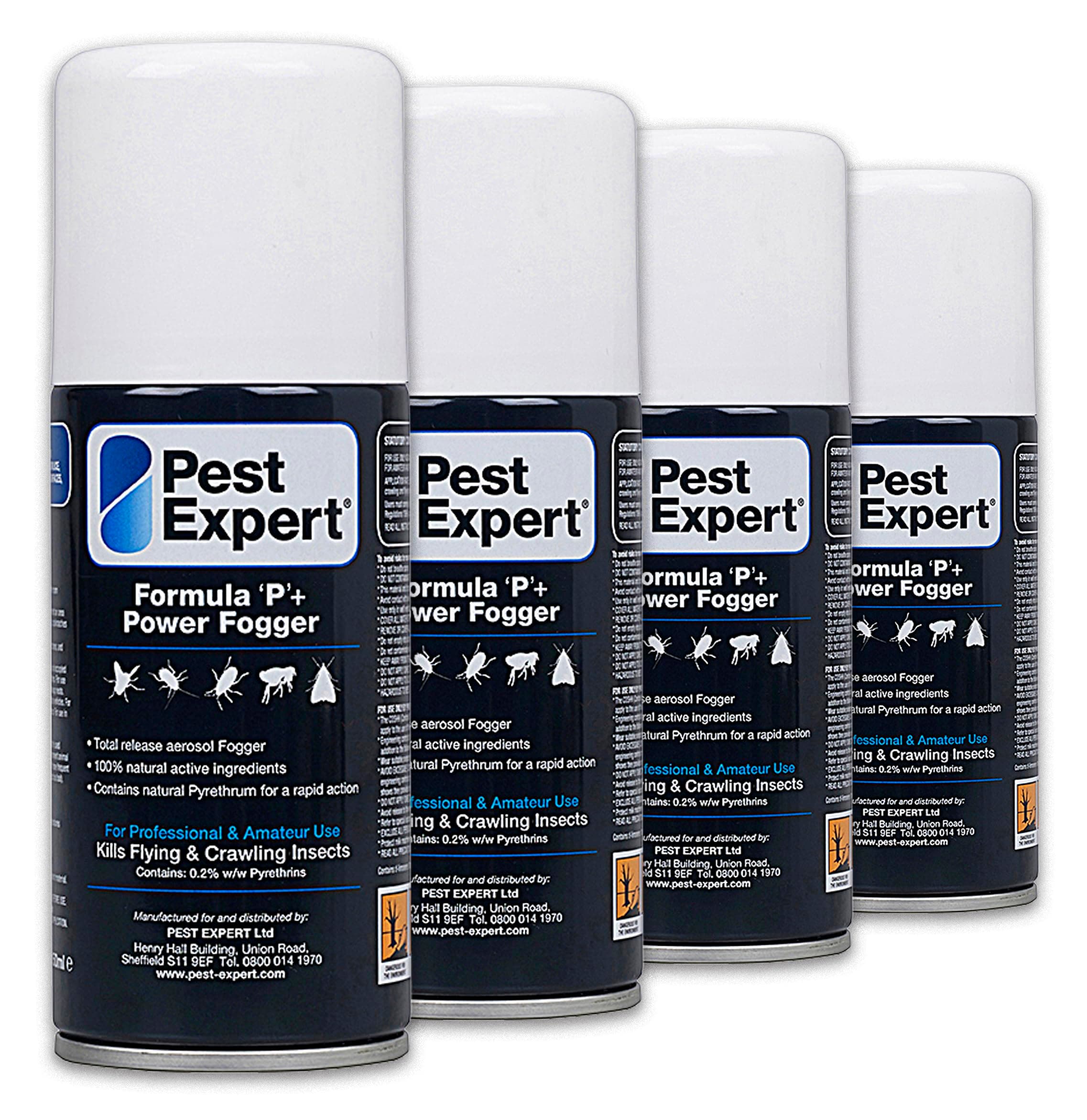 Pest Expert Formula ‘P+’ Bed Bug Killer Fogger 4 x 150ml - Maximum Strength Bed Bug Bombs for Fast-Acting Effective Control, Professional Strength for Approved Amateur Use