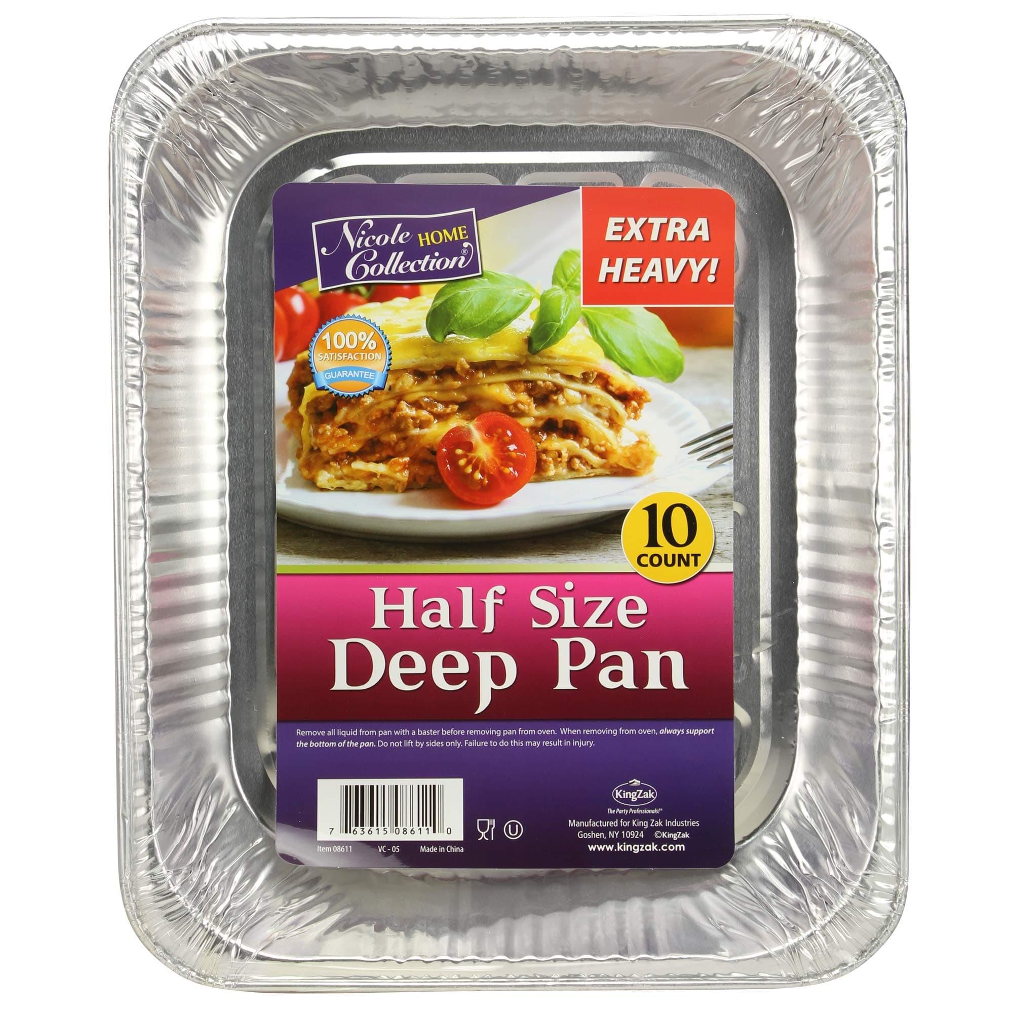 Aluminum Pans Half Size, 9X13, Extra Heavy Duty Disposable Foil Pans For Baking (10 Pack) Roasting & Chafing, Deep Tin Foil Bakeware, Steam Table Tray, Cookware, Food Prepping, Cake & Oven Pan