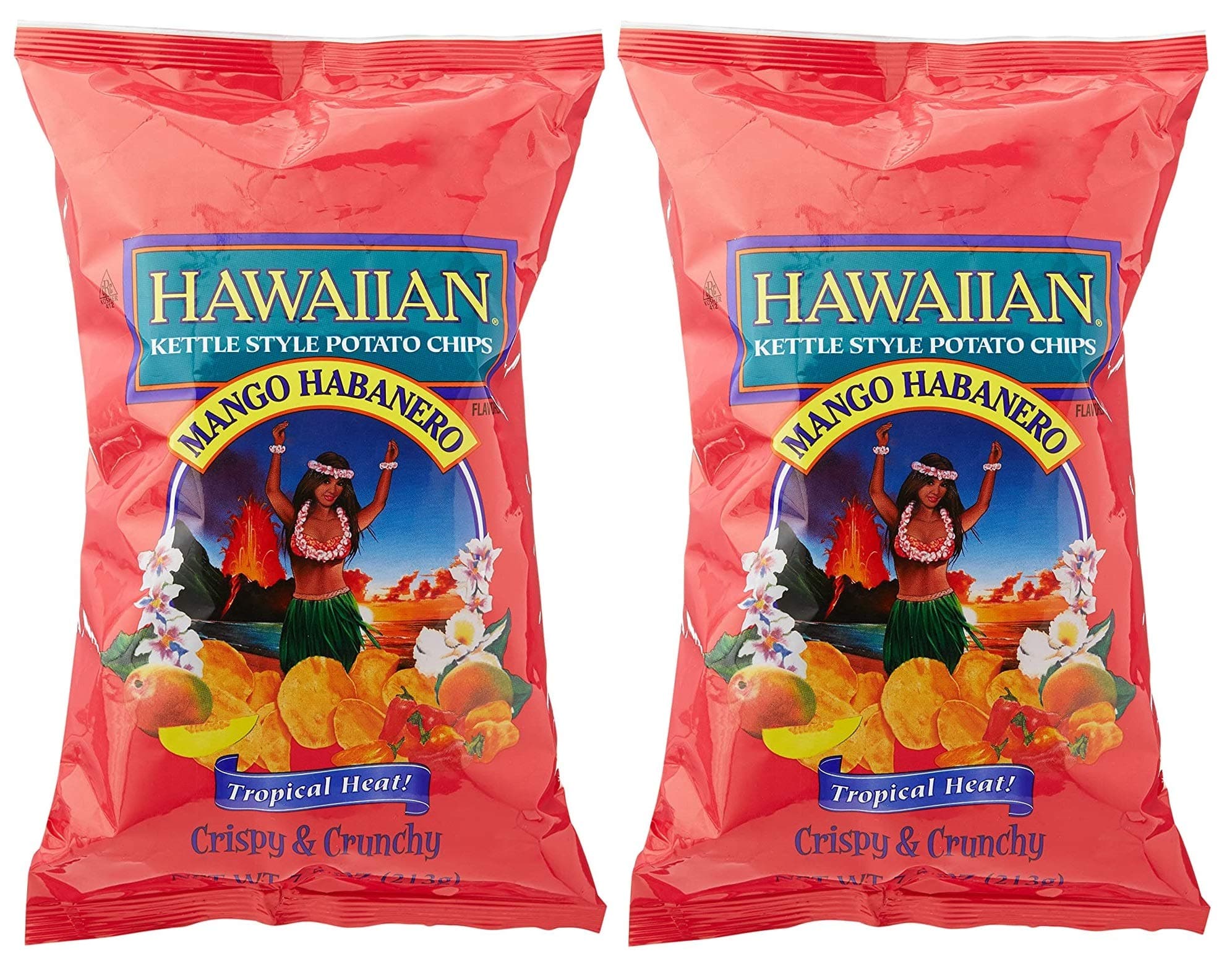 Hawaiian Mango Habanero Kettle Style Potato Chips 7.5 oz each (2 Items Per Order)