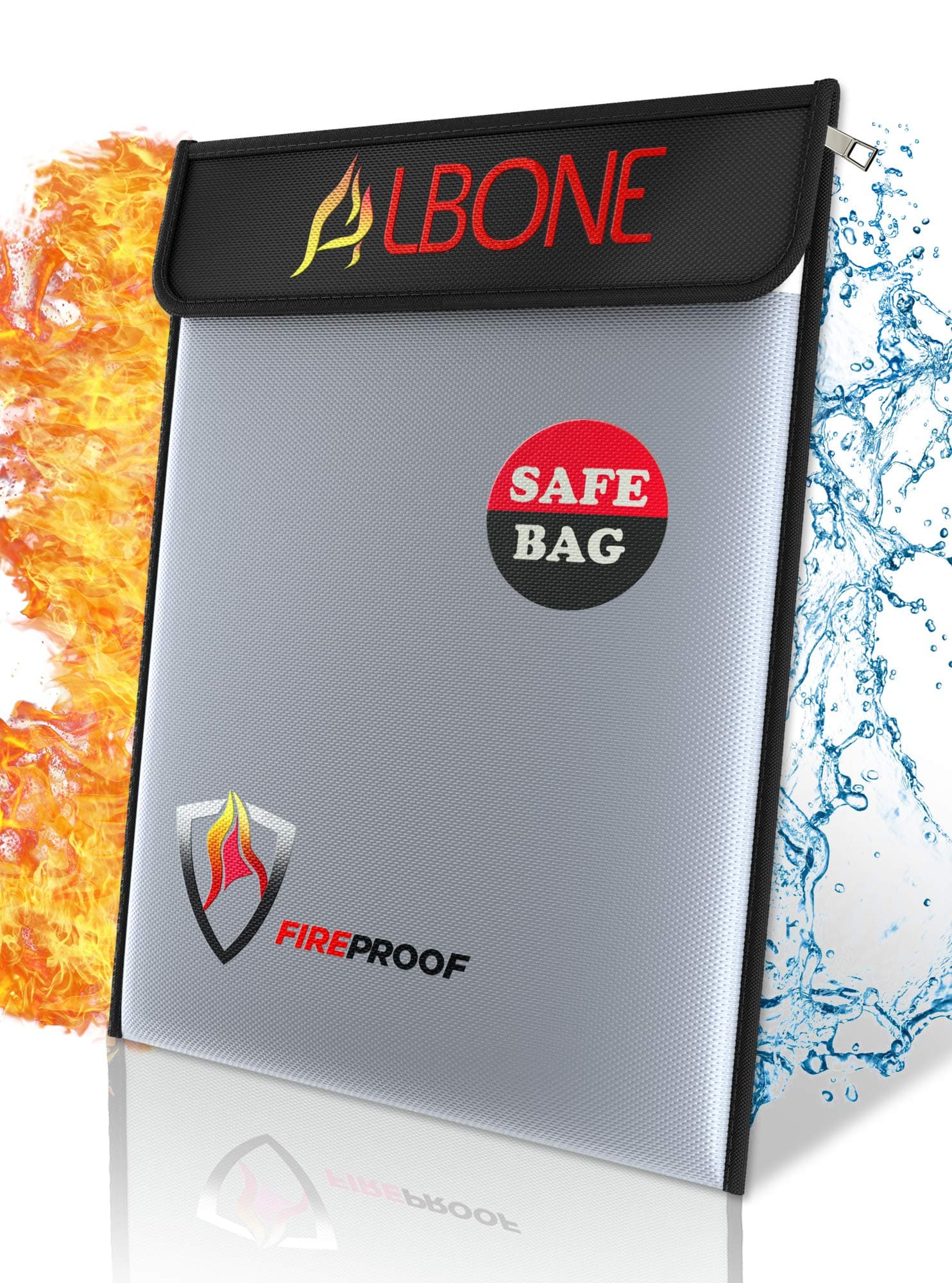 Premium Fireproof Document Bag 15 x 11 Inch || Water Resistant Safe Zip and Velro for Cash, Jewelry, Documents, Tablet, Money