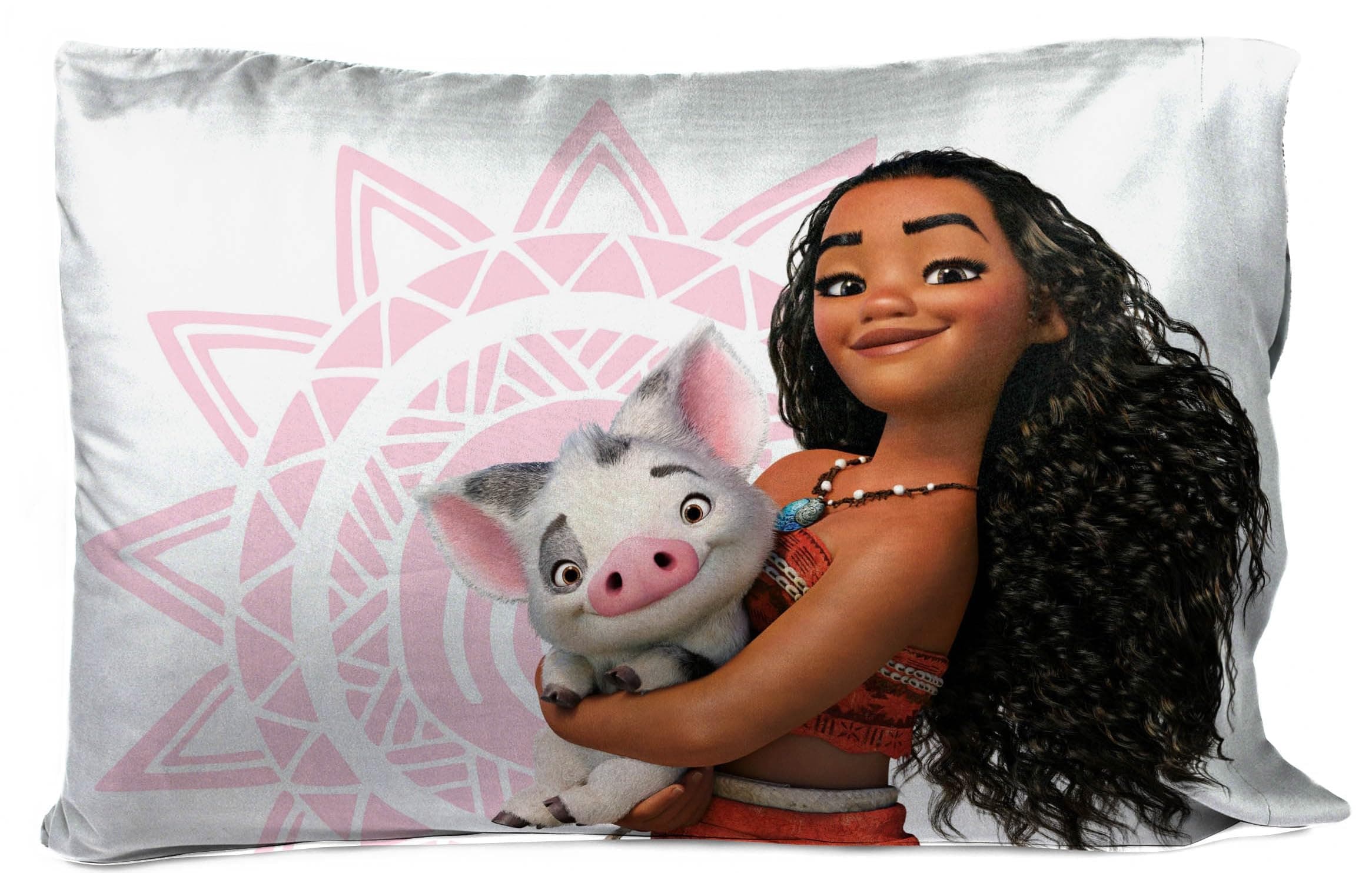 Disney Moana 1 Pack Reversible Pillowcase - Tropical Patchwork Double Sided Pillow Cover - Features Pua, Kids Super Soft Bedding