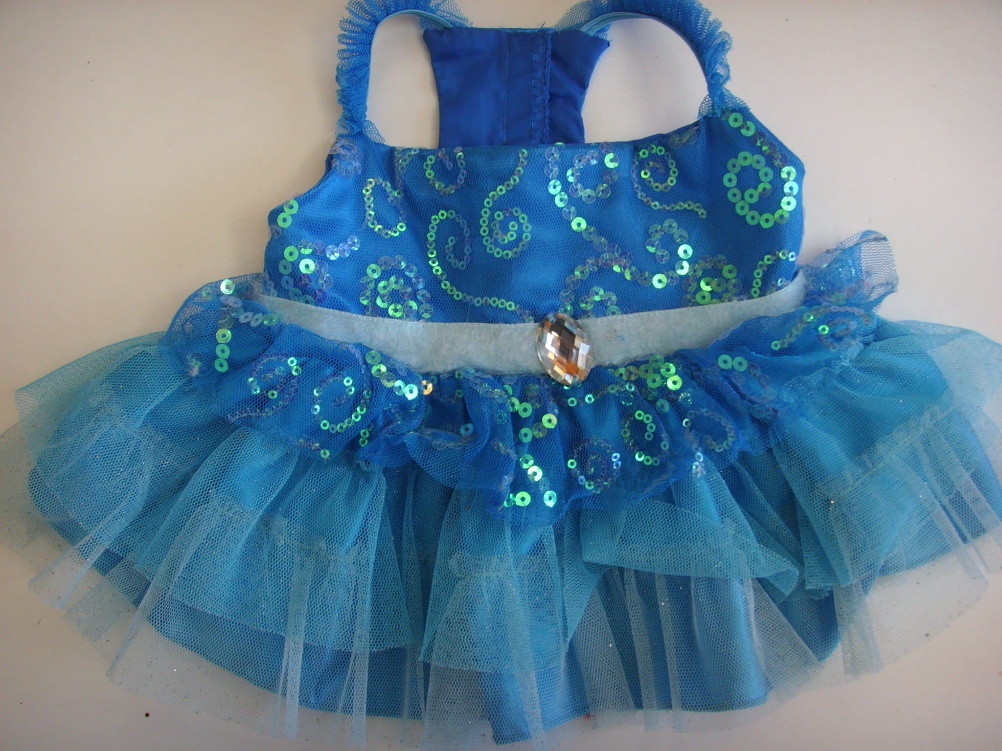 Build a Bear Workshop 15" Plush Pet Girl Doll Clothes ; Blue Sparkly Sequin & Tulle Party Dress