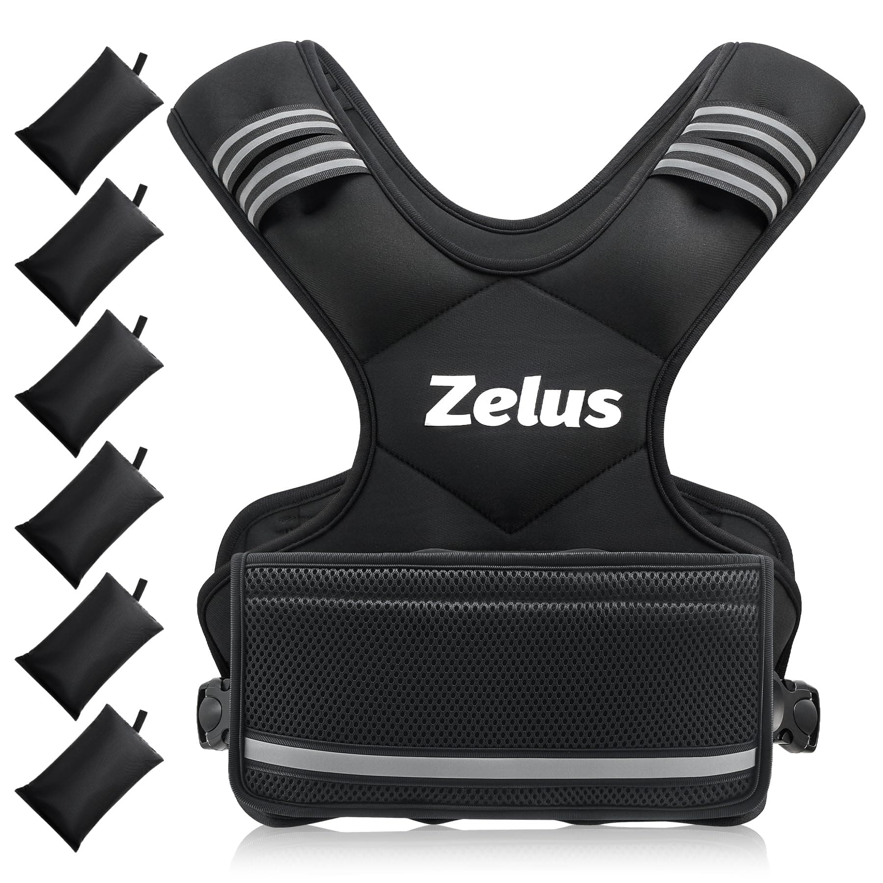 ZELUS Weighted Vest for Men and Women | 4-10lb/11-20lb/20-32lb Vest with 6 Ironsand Weights for Home Workouts | Adjustable Body Weight Vest Exercise Set for Cardio and Strength Training