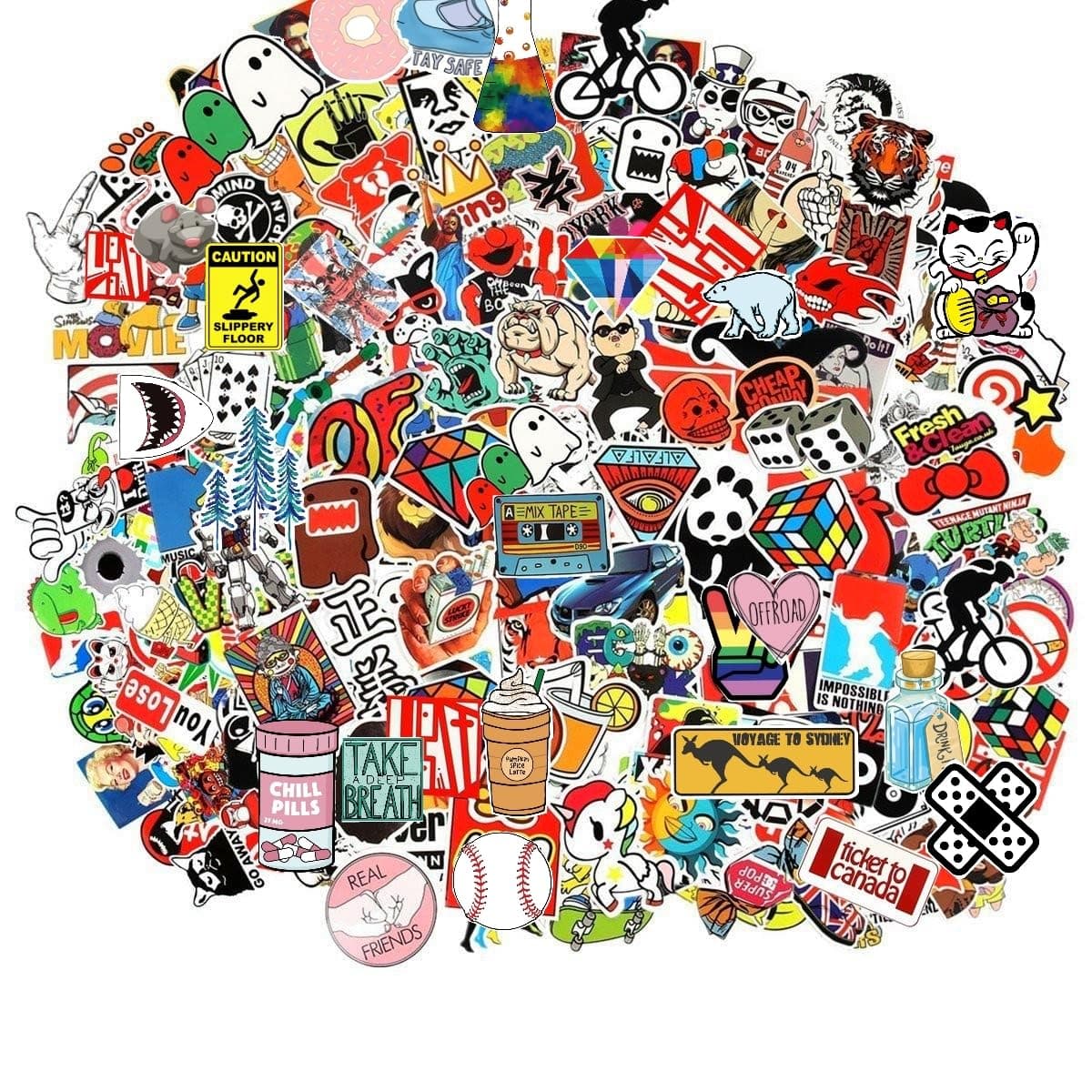 105PCS Music & Film Stickers Pack - Waterproof Vinyl Decals for Guitar, Skateboard, Laptop, Car, Luggage (4-6 Inch) - Cool Stickers for Teens & Adults, No Repeat Designs(Random Pack)