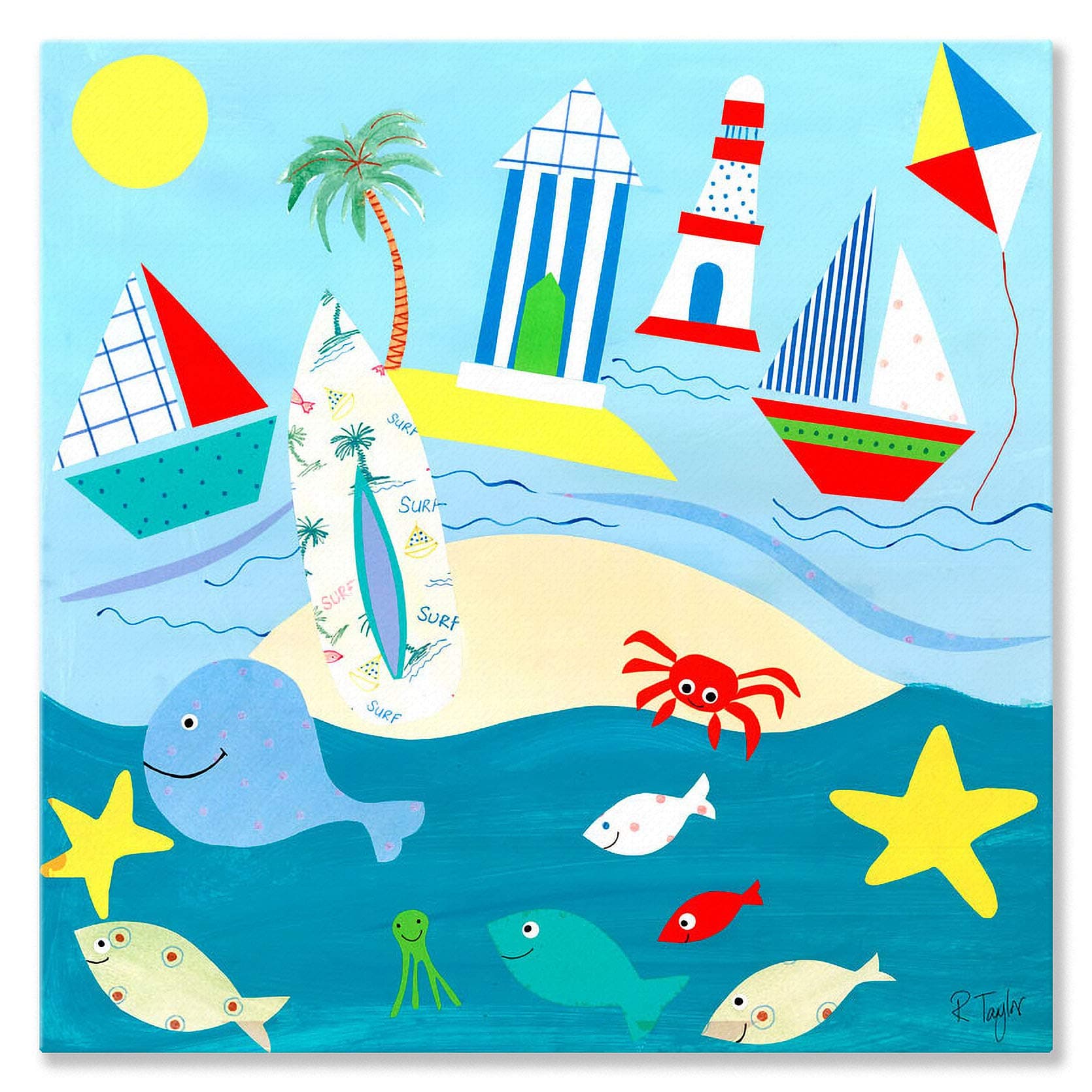 Surfer's Paradise Stretched Canvas Wall Art by Rachel Taylor, 21 by 21-Inch