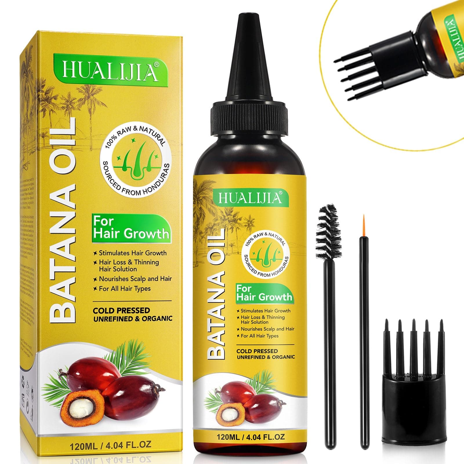 Batana Oil for Hair Growth (120ml), Raw Batana Oil Organic from Honduras - Anti Hair Loss and Repair Damaged Hair, Suitable for All Hair Types