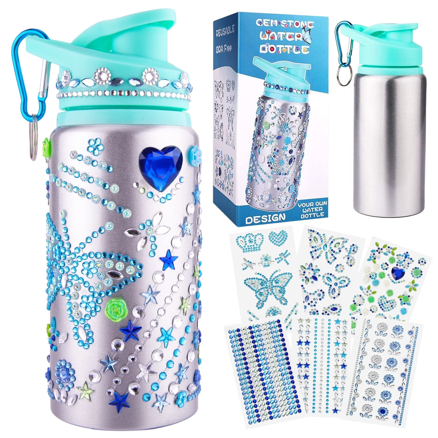 Gifts for Girls, Decorate Create Your Own Water Bottle Kits for Girls, Girl DIY Arts and Crafts Kits Supplies Toys for Children Ages 4-6-8-12, Easter Basket Stuffers for Kids Birthday Gifts Ideas