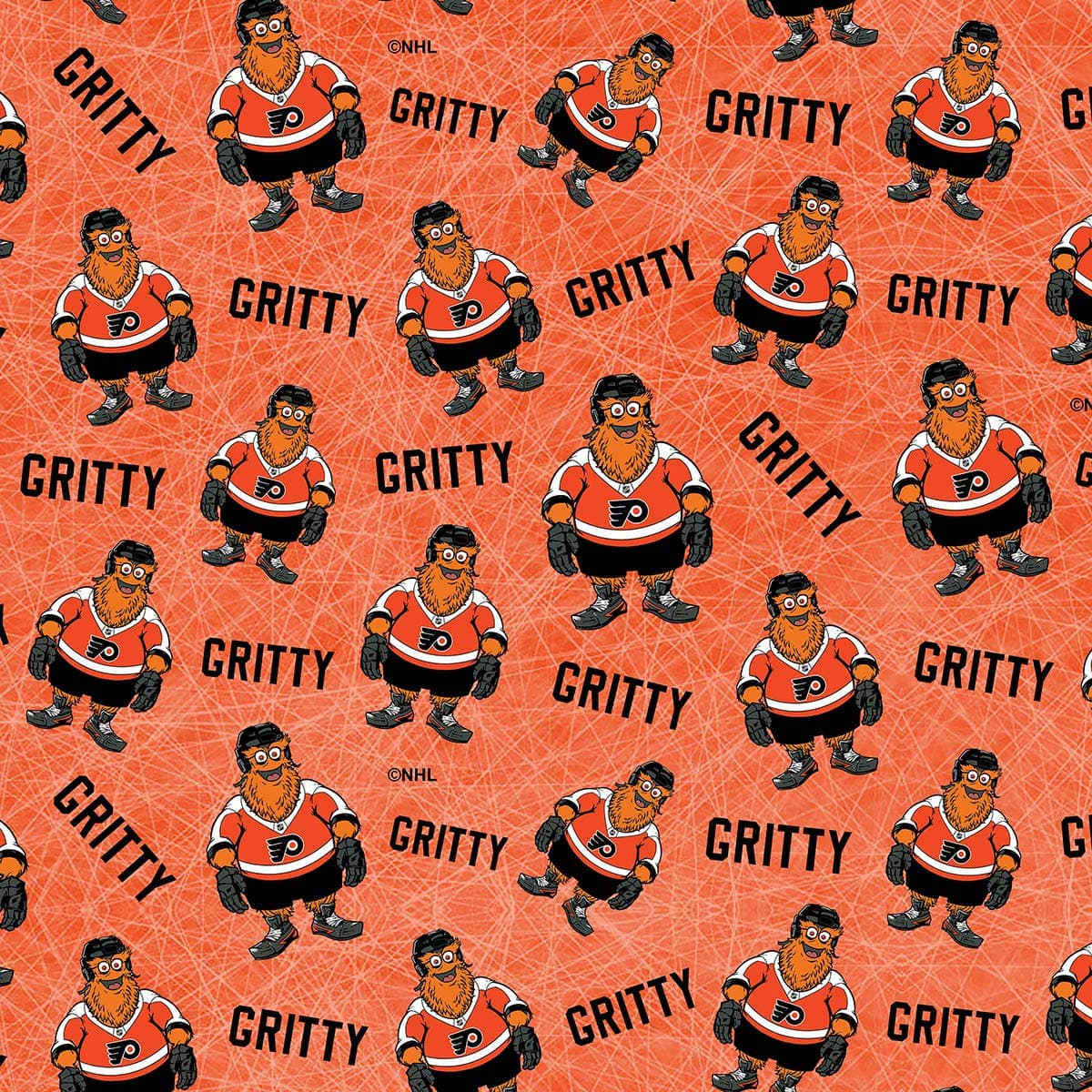 Philadelphia Flyers Cotton Fabric with GRITTY-100% Cotton-NHL Cotton
