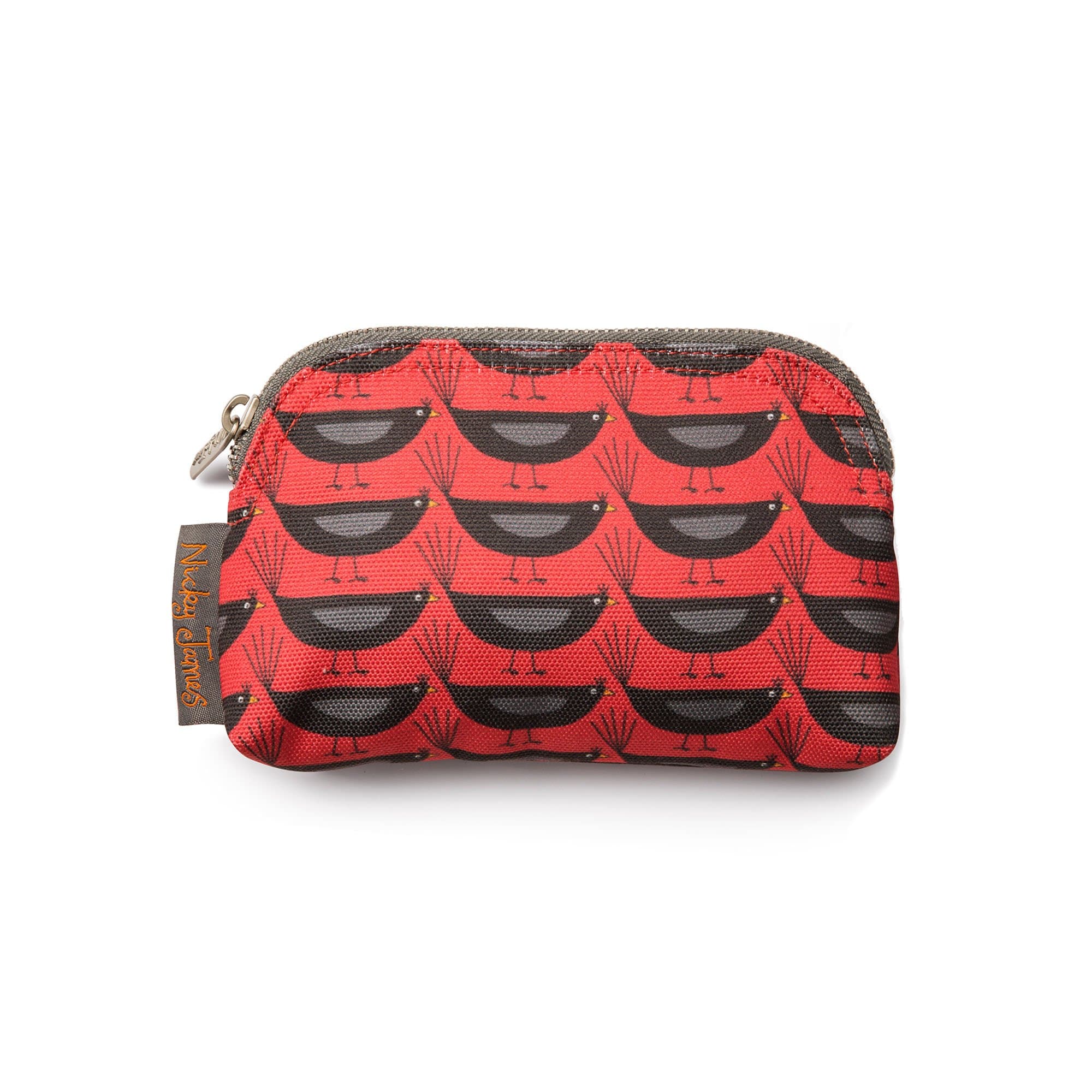 Nicky James Blackbirds on Red Canvas Mini Make-Up Bag