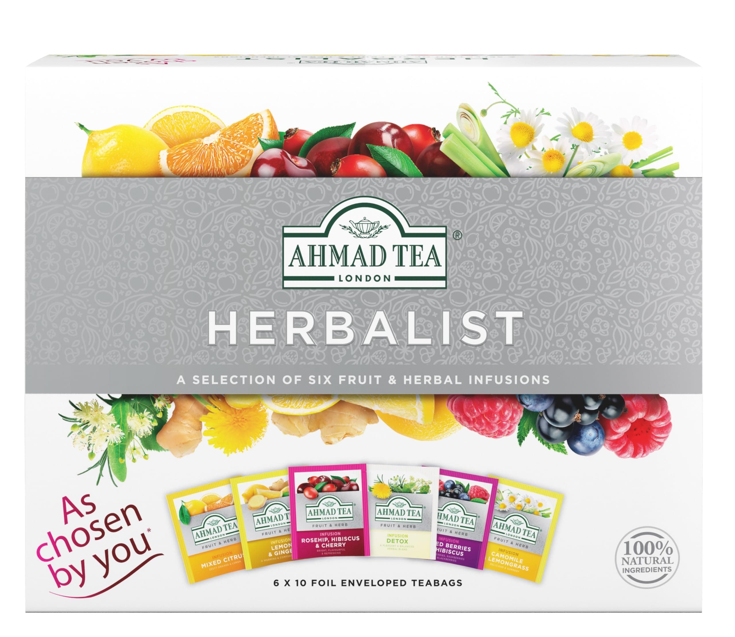 Herbal , Herbalist Variety Pack, 60 Foil bags, Great for gift giving - Decaffeinated & Sugar-Free