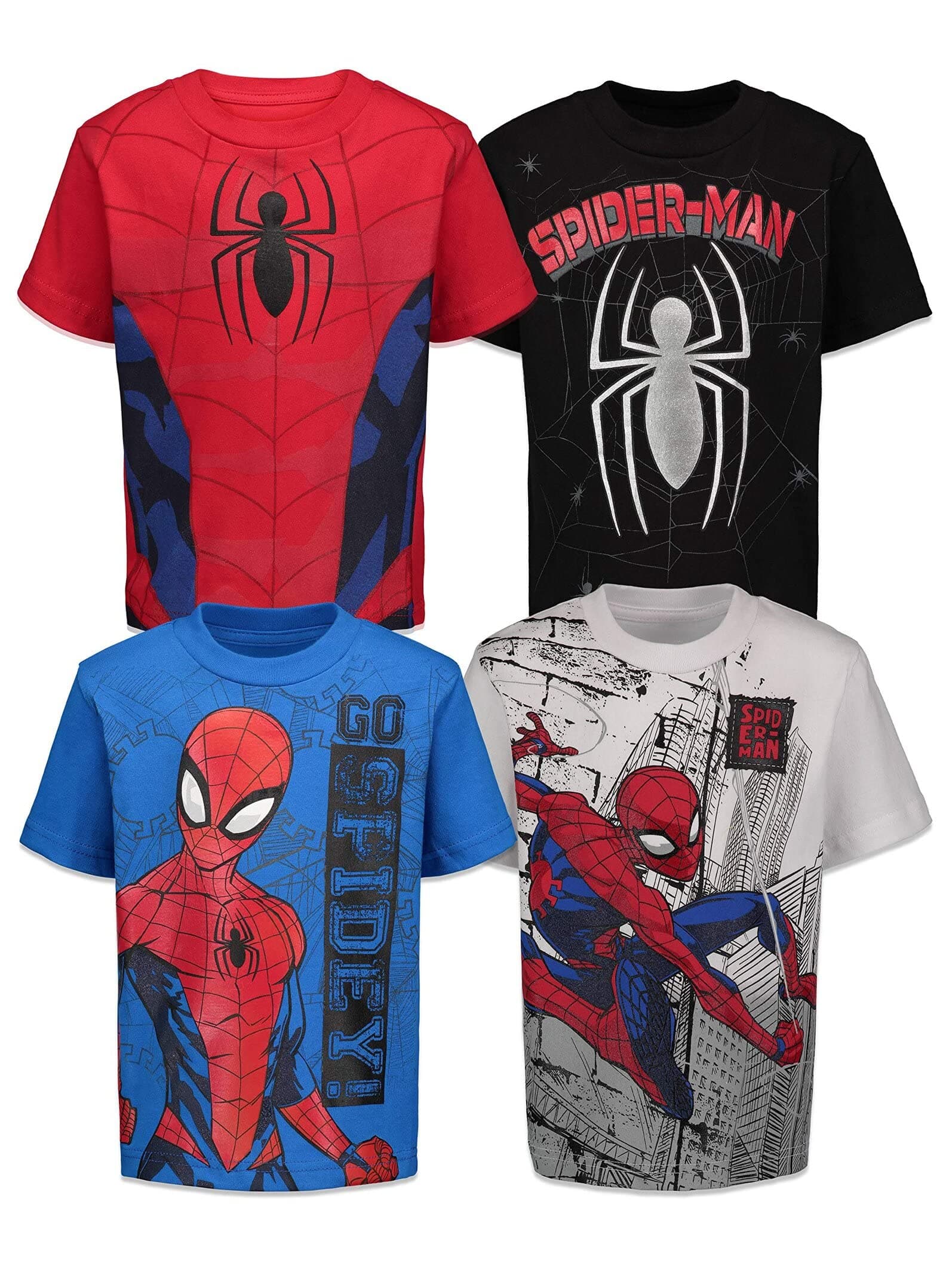 Spider-Man 4 Pack Pullover T-Shirts Toddler to Big Kid