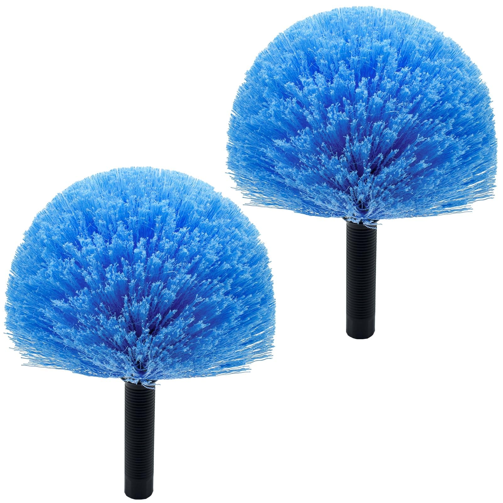 Cobweb Duster Head, Spider Web Brush Head, 8" Diameter Blue Screw On Cob Web Duster Head, 2 Pack Indoor American Threaded Interface Webster Cobweb Duster Head, Feather Dusters