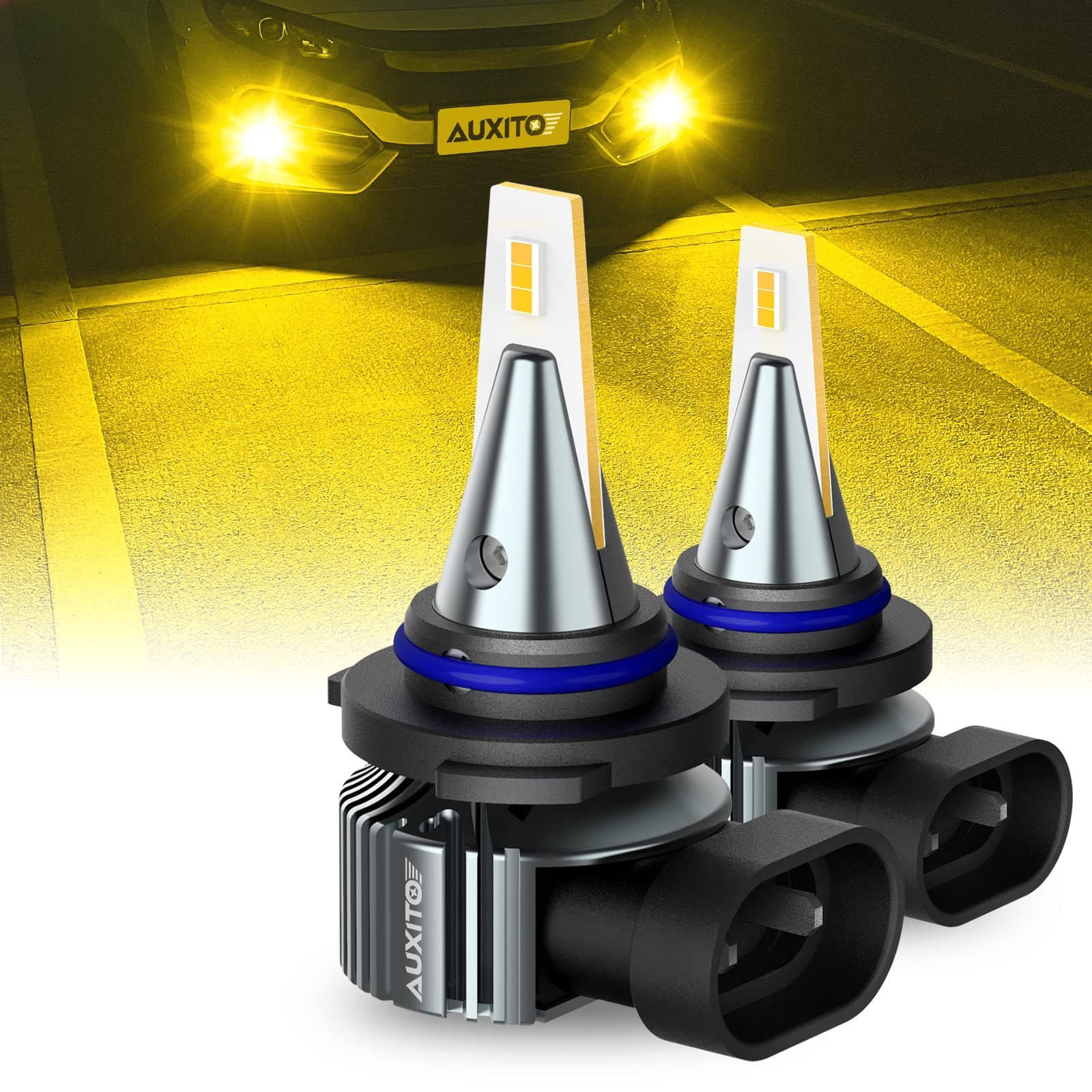 9006 HB4 LED Fog Light Bulbs, 3000K Amber Yellow, 6000 LM High Brightness, 30W Play and Plug, Super Penetration with 12 CSP Chips, Waterproof, DRL Bulbs Replacement for Cars, Pack of 2