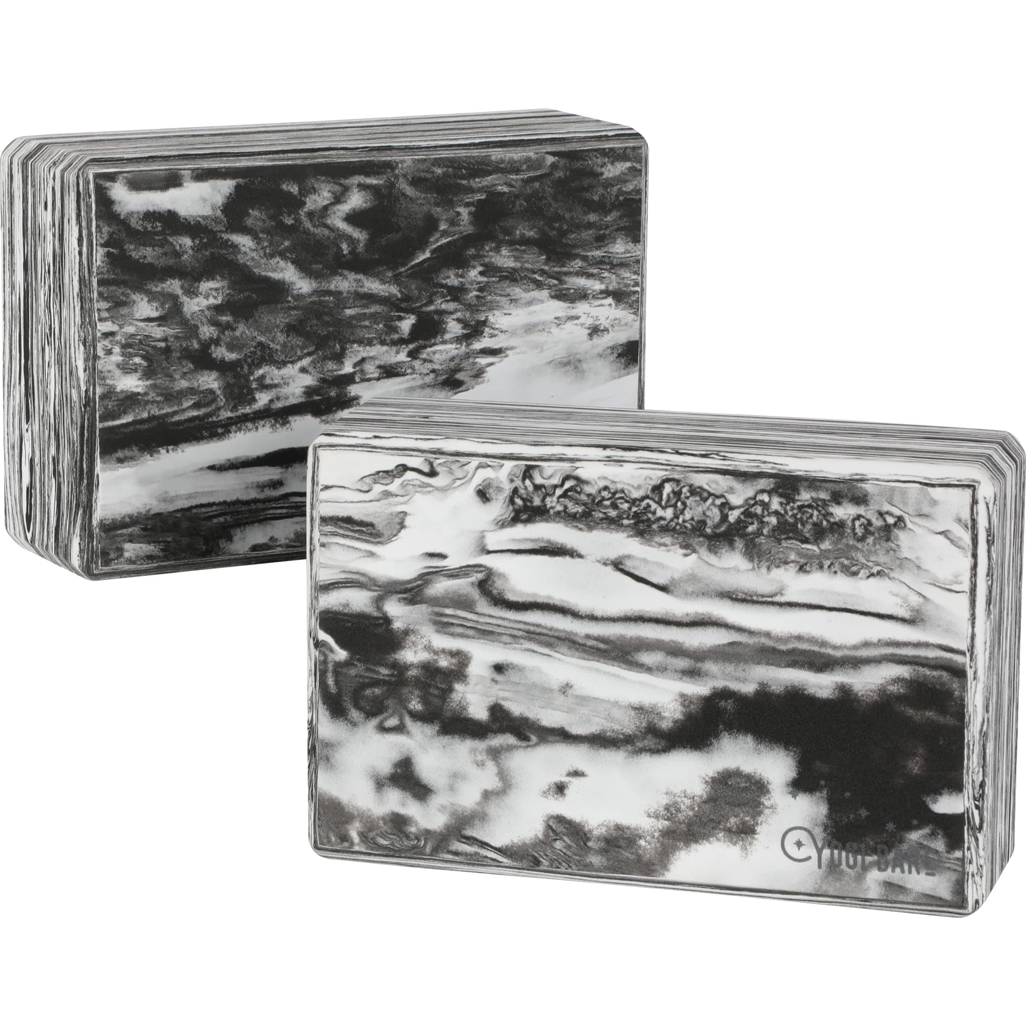 Yogi Bare Marble Yoga Block - Set of 2 Firm EVA Foam Yoga Brick - Pilates, Yoga Exercise Equipment & Meditation Accessories - Latex Free - 22.5cm x 15cm x 7cm