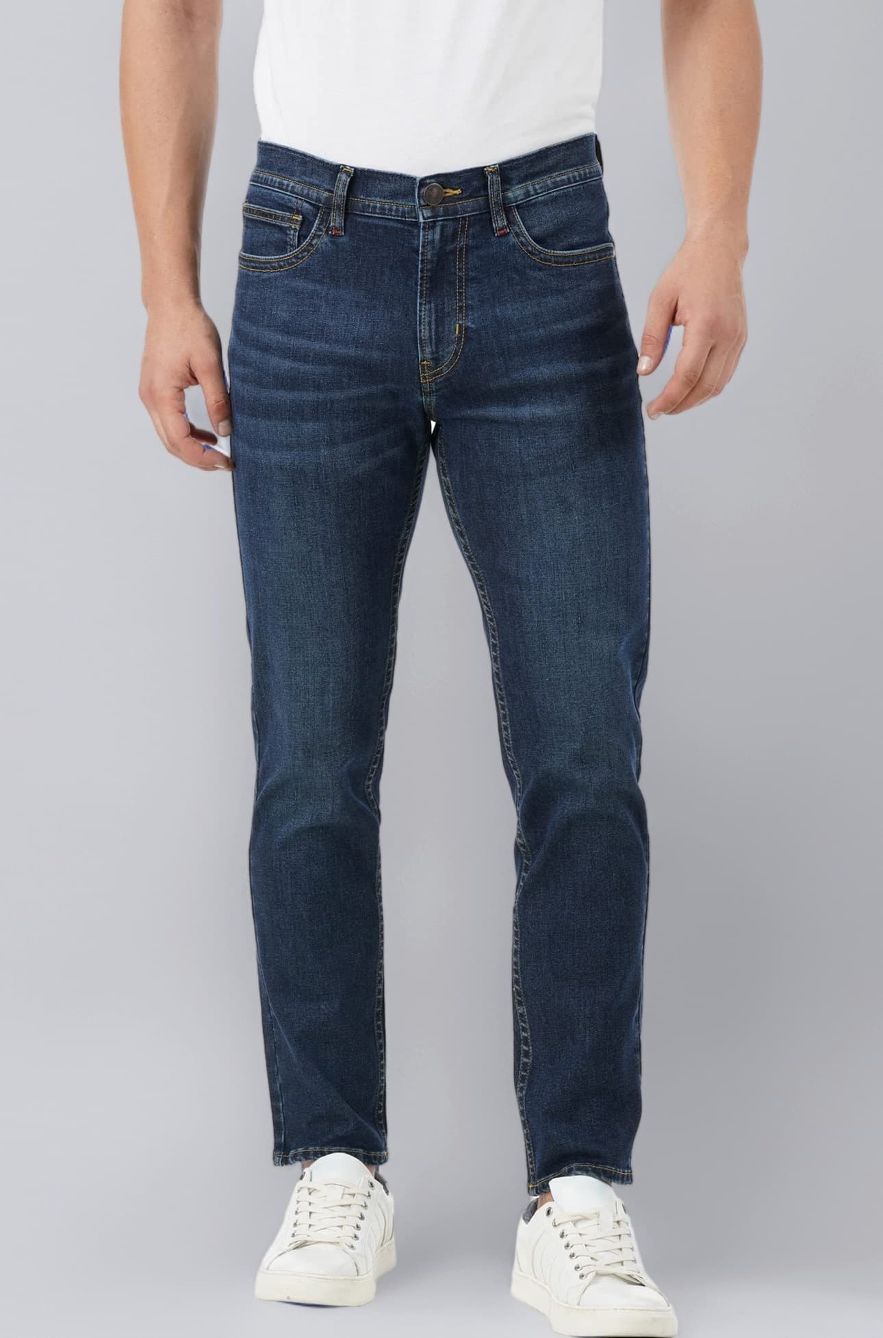 INKD Men's Regular Fit Jeans - Mid-Rise | Cotton Blend | Stretchable Fabric | Classic 5 Pocket Styling | Men's Bottomwear (Available in Plus Sizes)