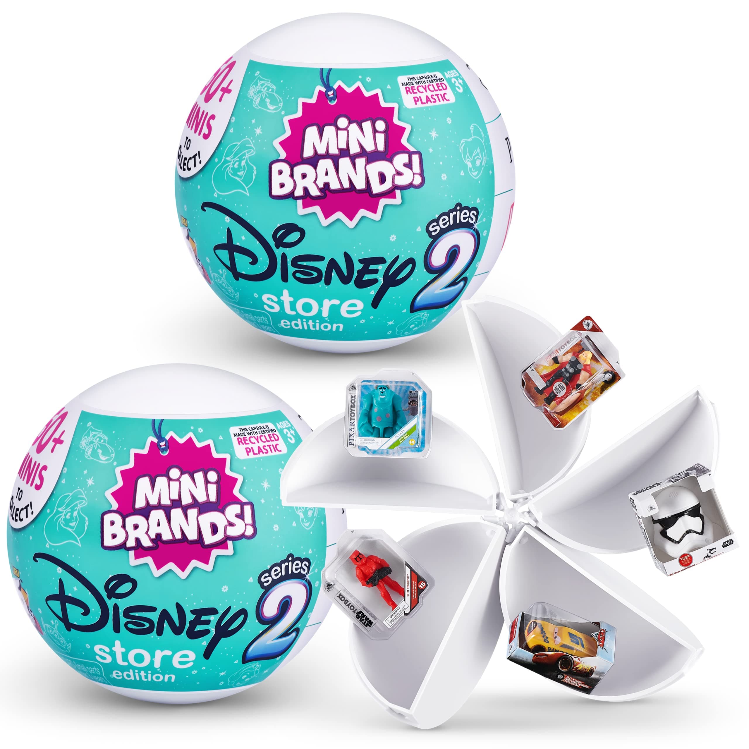 Mini Brands 77399 5 Surprise Disney Store Serie 2 Überraschungskapsel Age 3+ (2er-Pack), Mickey Mystery Collectible Toy, 2 Capsules