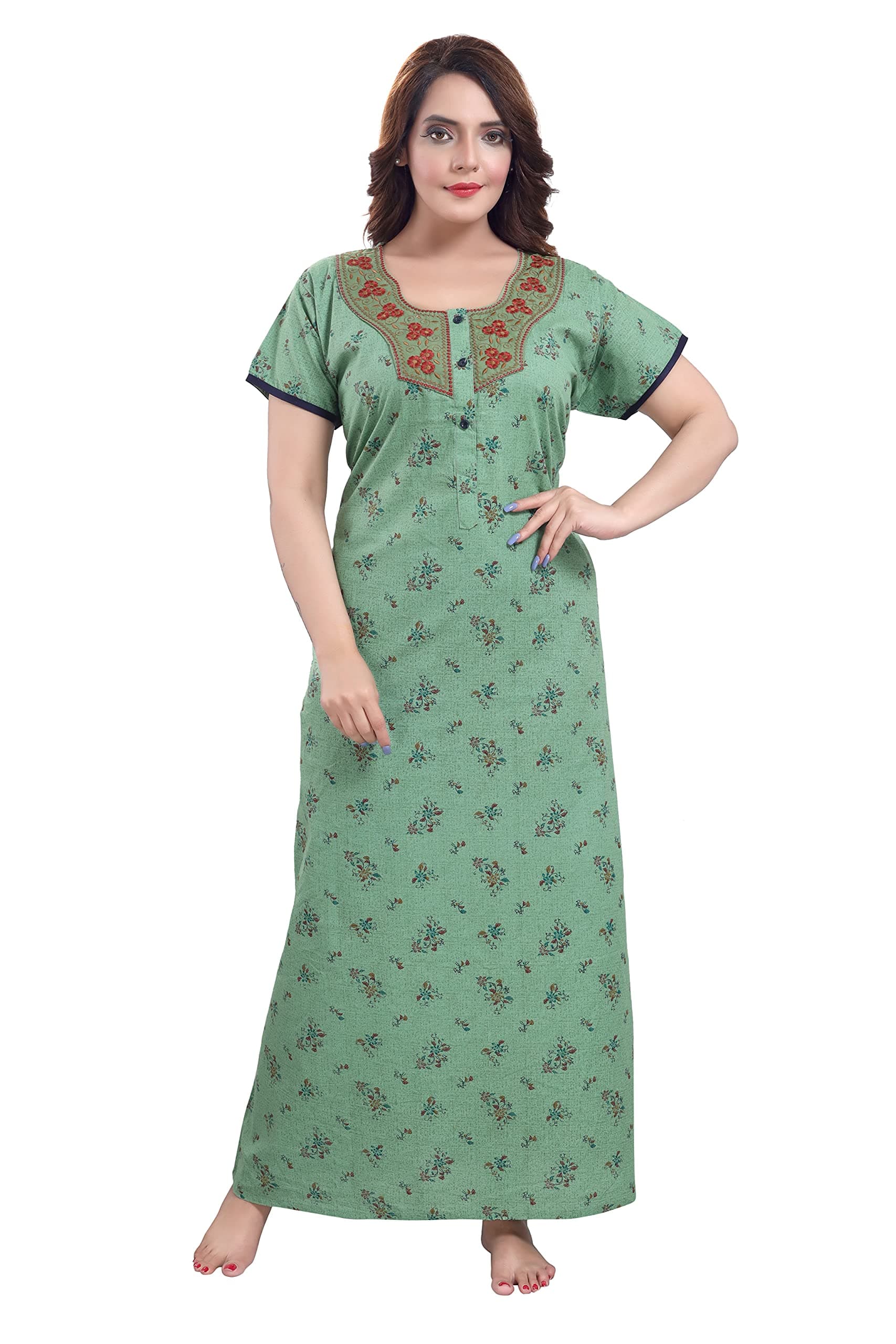 TRUNDZNew Maternity Printed Free Size Long Nighty/Night Gown