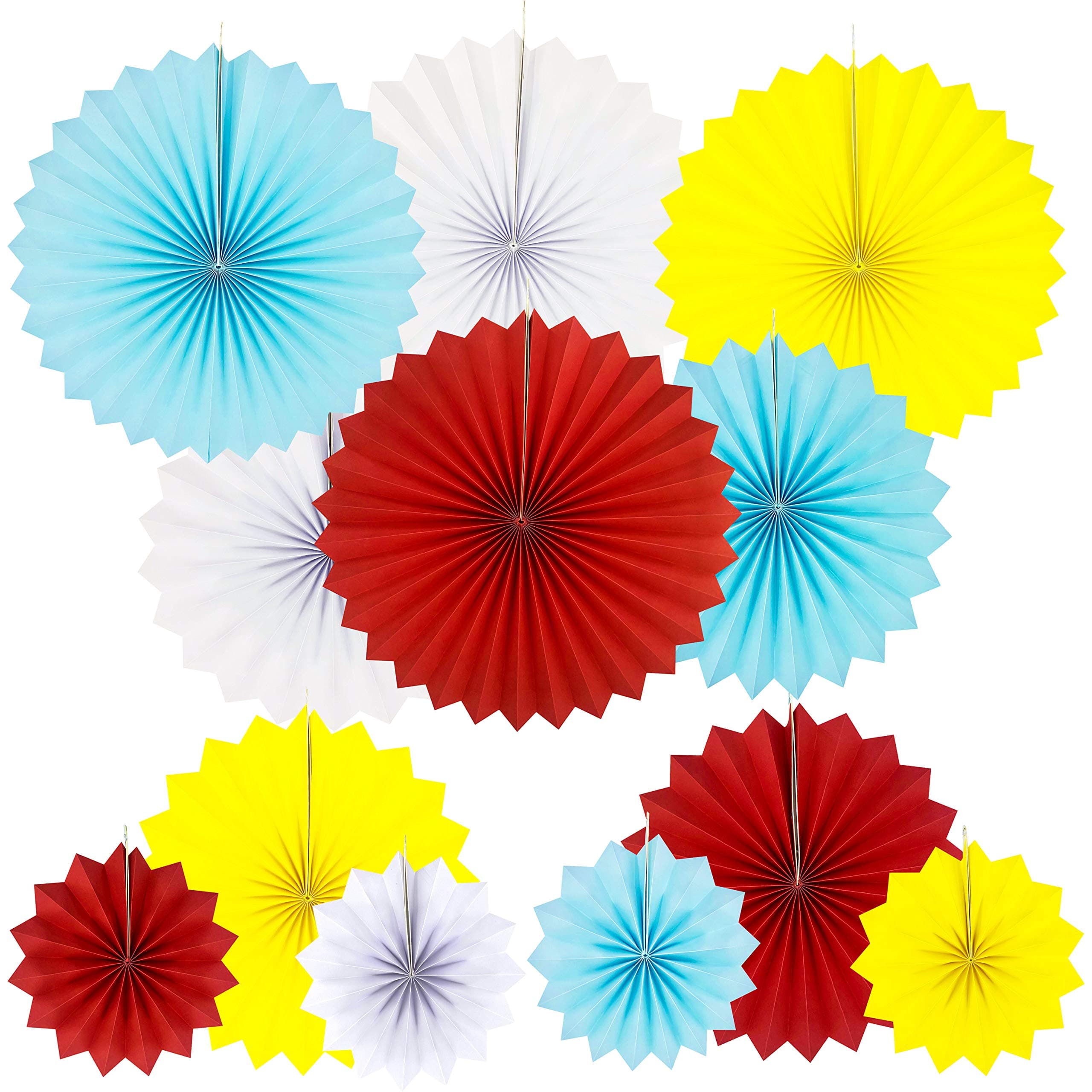 JUICY MOOM Circus Carnival Party Hanging Paper Fans Decorations Under The Top Baby Shower First Birthday Party Photo Booth Backdrops Props Hanging Decorations, 12pc