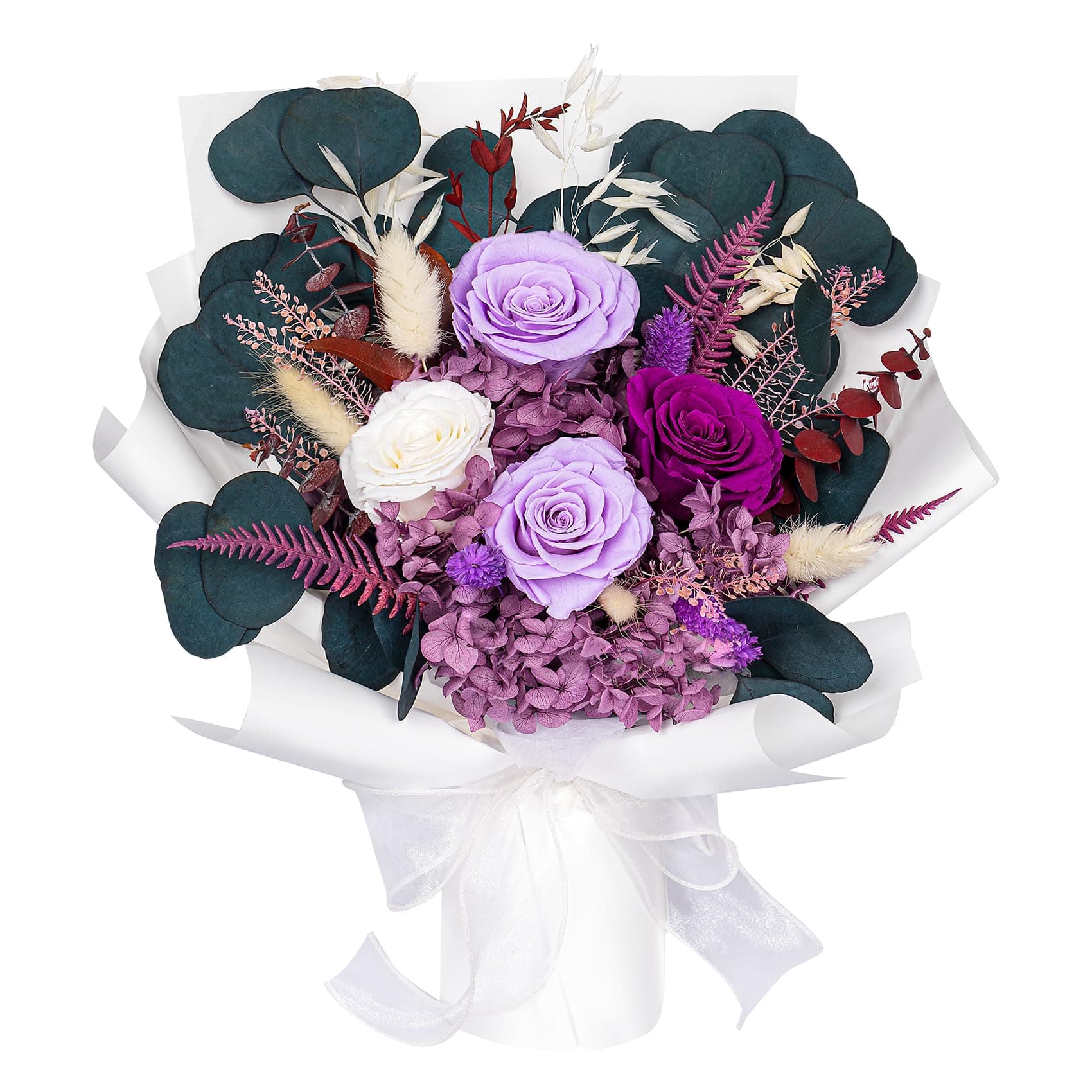 Preserved Flowers Bouquet for Delivery, Purple Rose Bouquet Gift for Women, Long Lasting Floral Arrangement for Home Decor, Birthday Anniversary