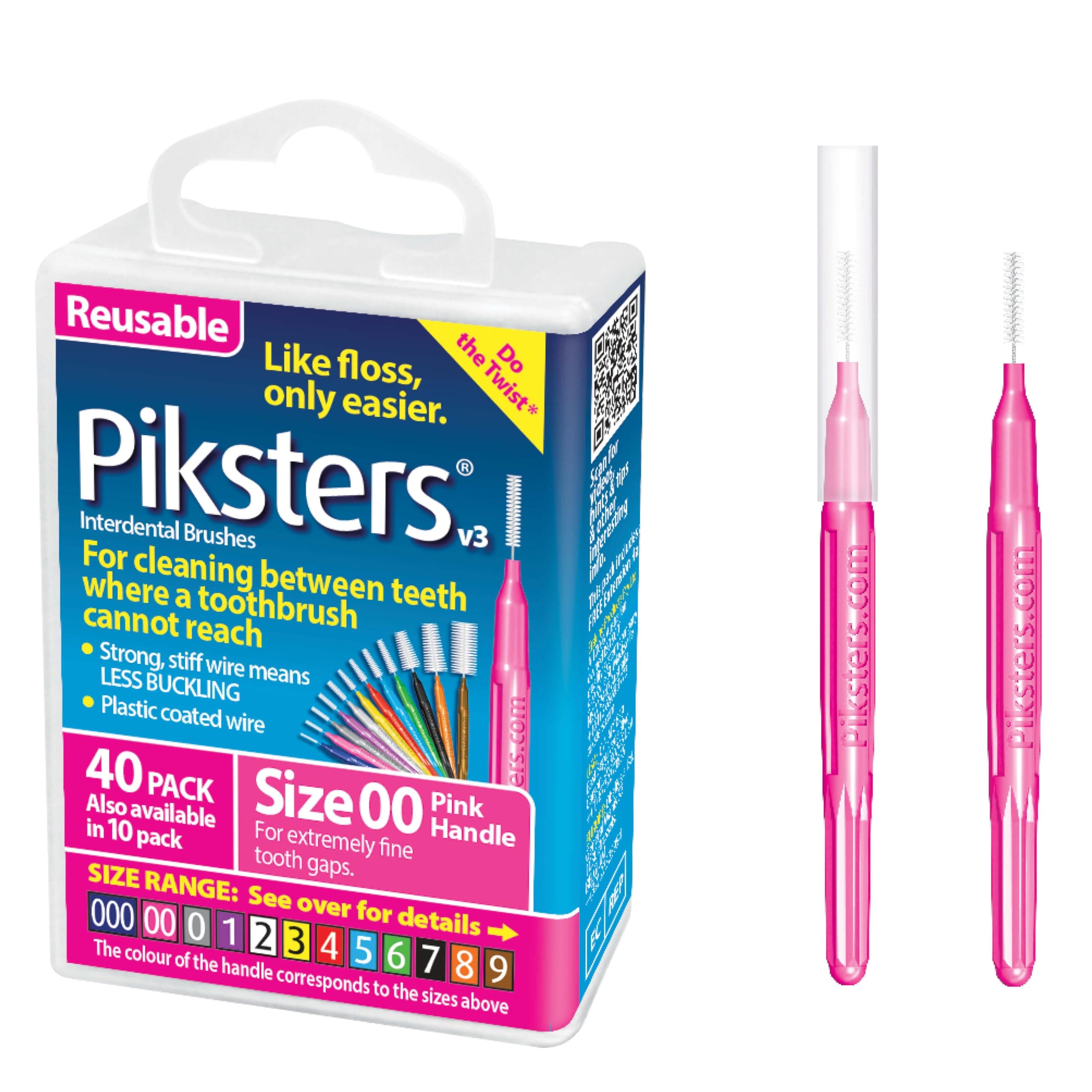 Piksters Interdental Brushes (40 Pack, Size 00 (Pink))