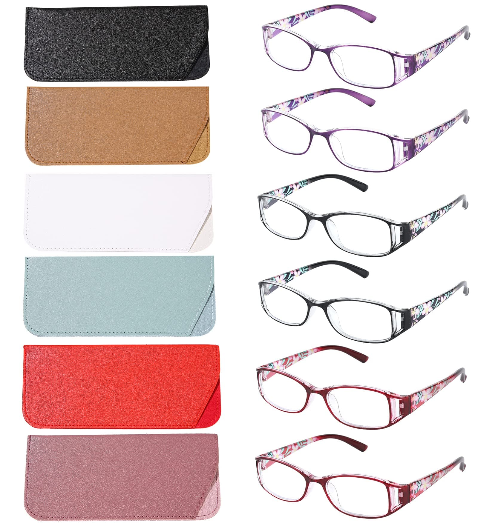 6 pairs Reading Glasses, Women Fashion and elegant anti-blue light HD resin old Reading Glasses