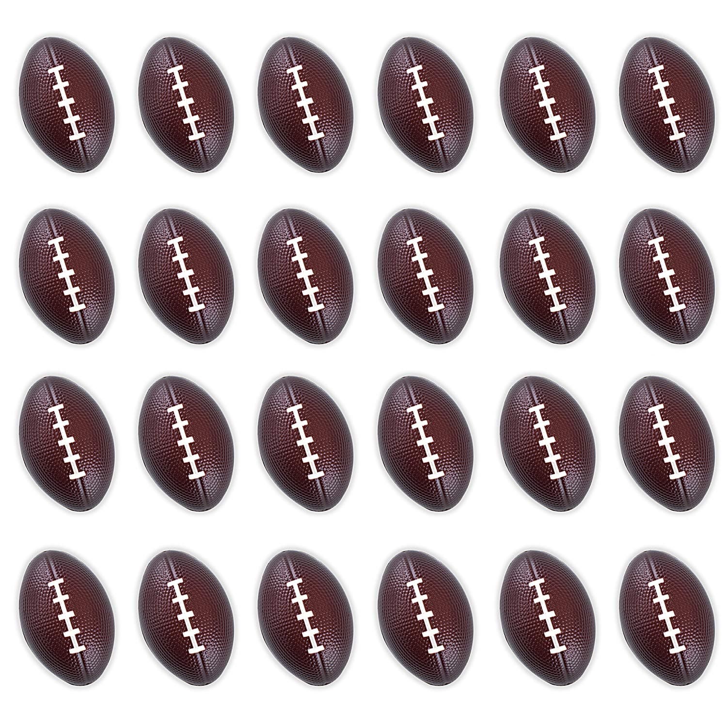 Mini Foam Sports Balls 24 Pack for Kids Adults Mini Baseball Football Basketball Soccer Stress Bulk Toy Game Party Decoration Small Relaxable (Football)