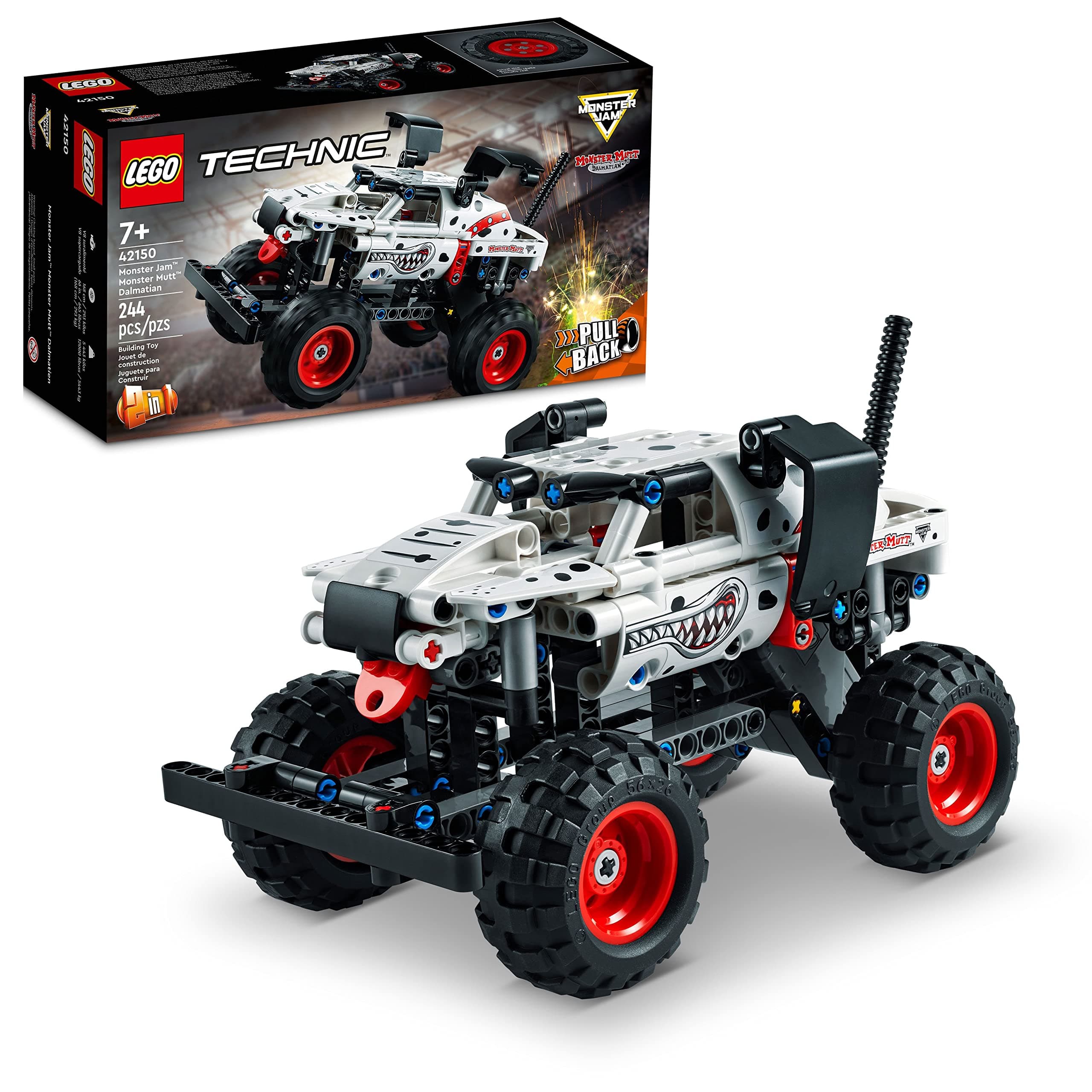 LEGOTechnic Monster Jam Monster Mutt Dalmatian, 2in1 Pull Back Racing Toys, Birthday Gift Idea, DIY Building Toy, Monster Truck Toy for Kids, Boys and Girls Ages 7 and Up, 42150