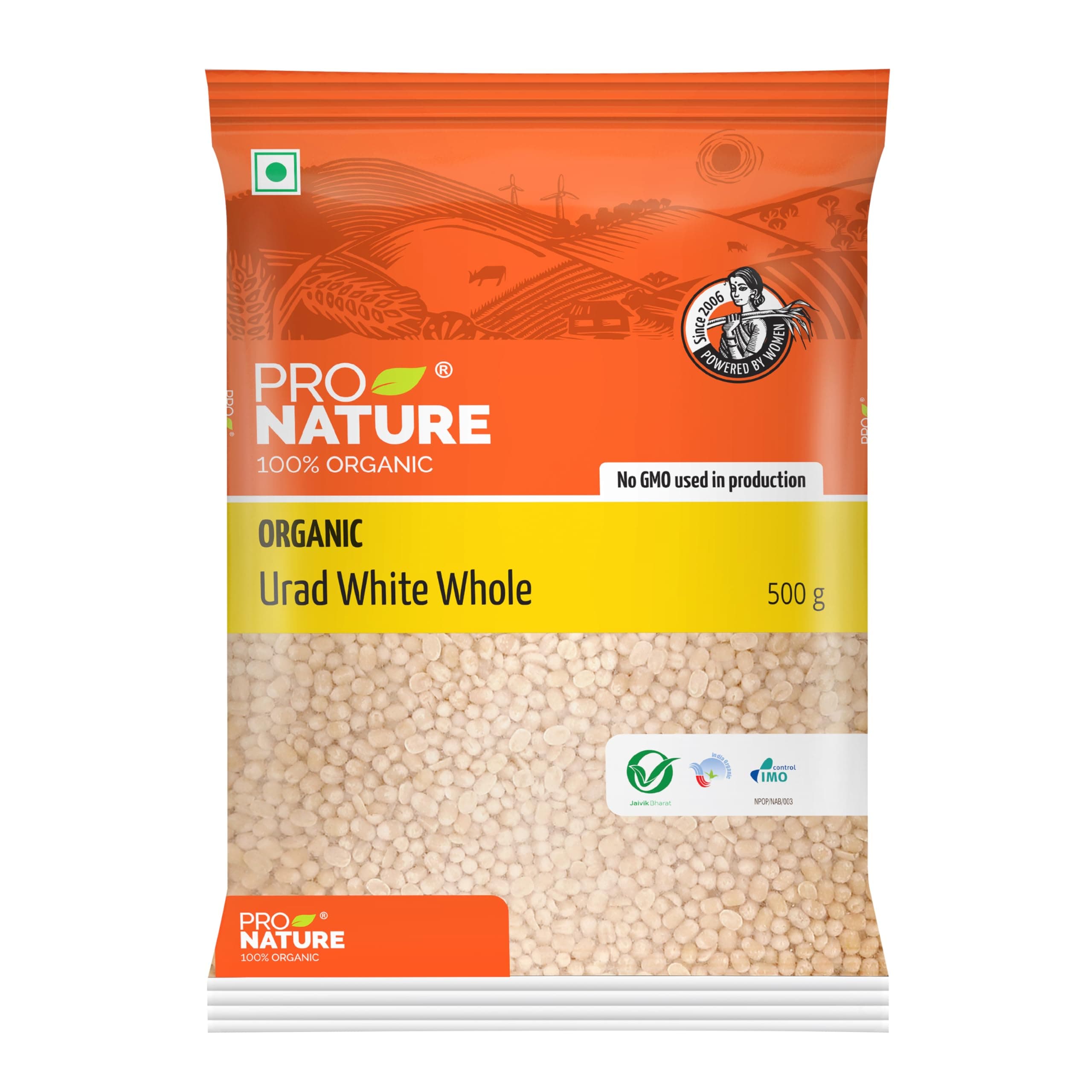 Pro Nature Organic Urad White Whole, 500 Gm