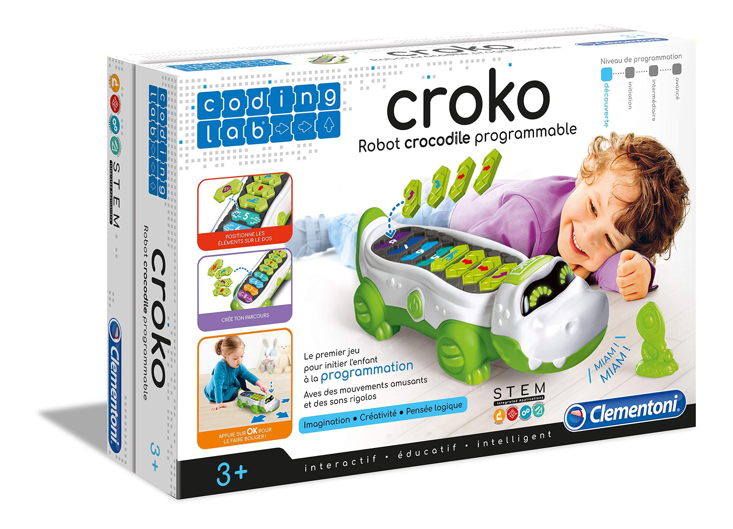 Clementoni52384 Coding Lab Coko Programmable Crocodile Robot, Multicolored