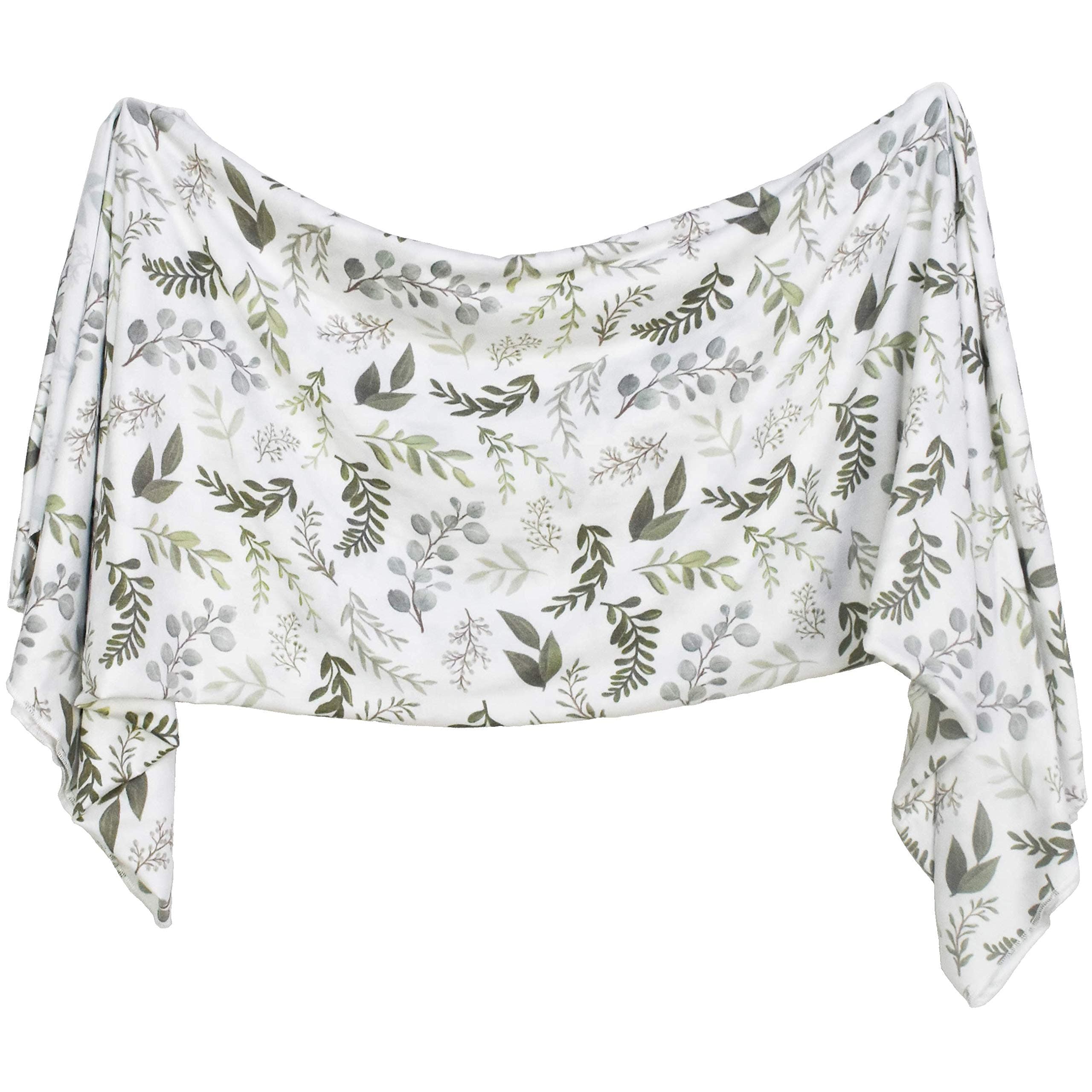 Village Baby - Graceful Greenery Swaddle Blanket - Baby Boy/Girl - Soft Newborn Receiving Blanket - Green Stretchy Wrap for Swaddling Infants Leaf Nursery Blanket - 46” x 46”