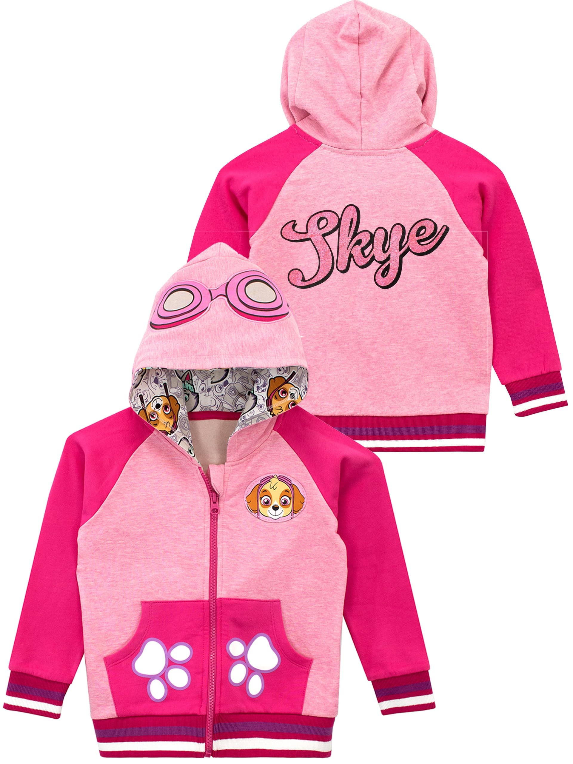 Paw PatrolHoodie | Skye Girls' Hoodies | Glitter Kids Hoody | Childrens Zip Up Jumper