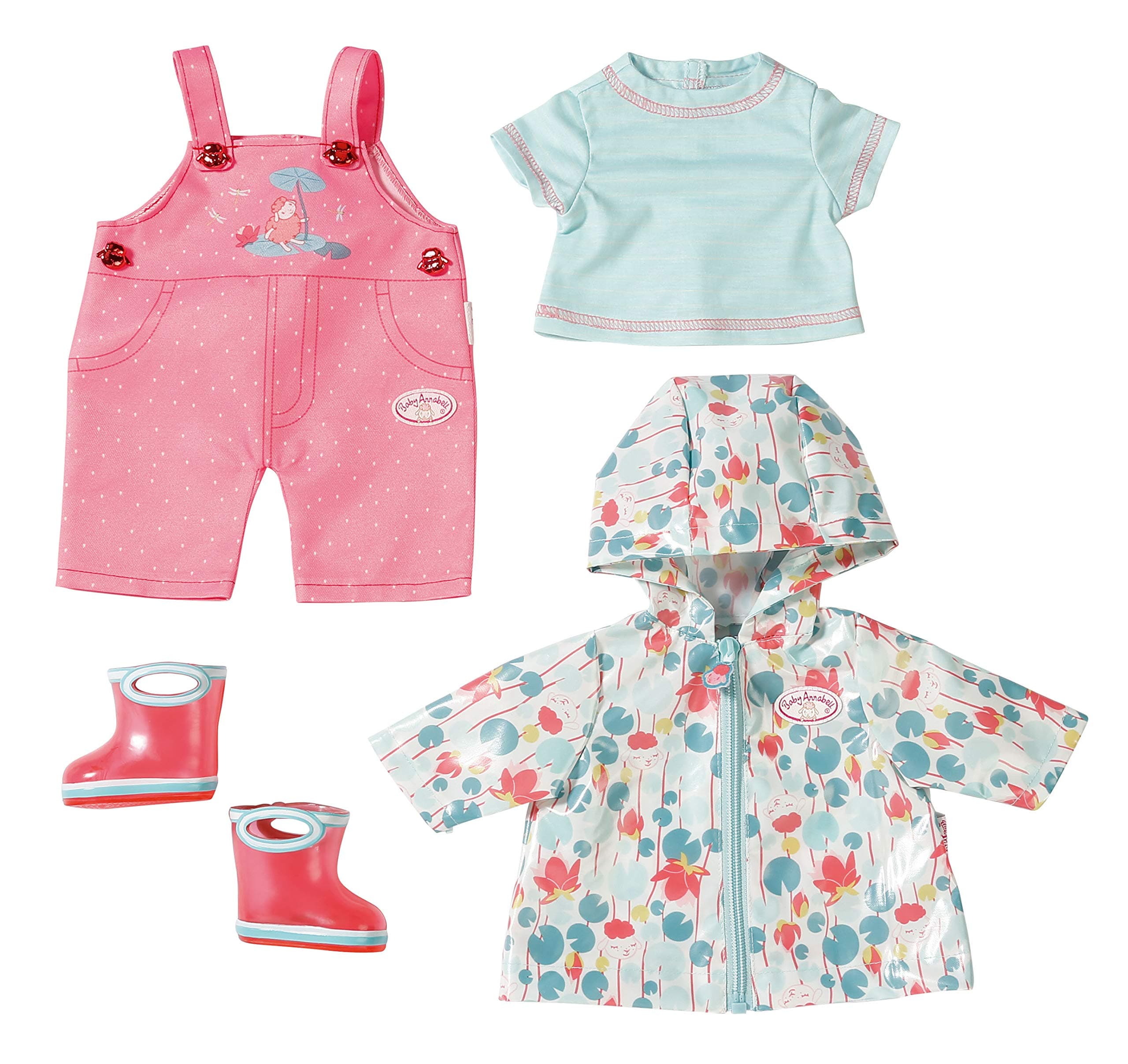 Baby Annabell Deluxe Rain Set for 43 cm Dolls - Easy for Small Hands, Creative Play Promotes Empathy & Social Skills, For Toddlers 3 Years & Up - Includes Waterproof Overcoat, Wellington Boots & More