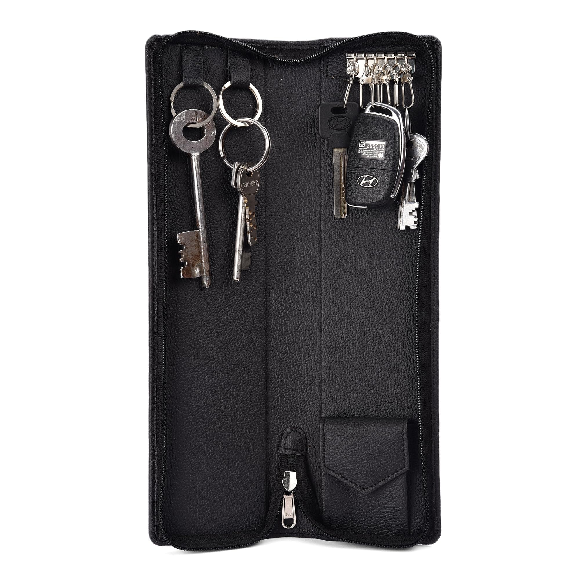 essartPU Leather Key Case Pouch Wallet Keychain Key pouch holder Men & Women Key Pouch Holder, Bank Locker Key Pouch with 6 Hooks Zipper Closure