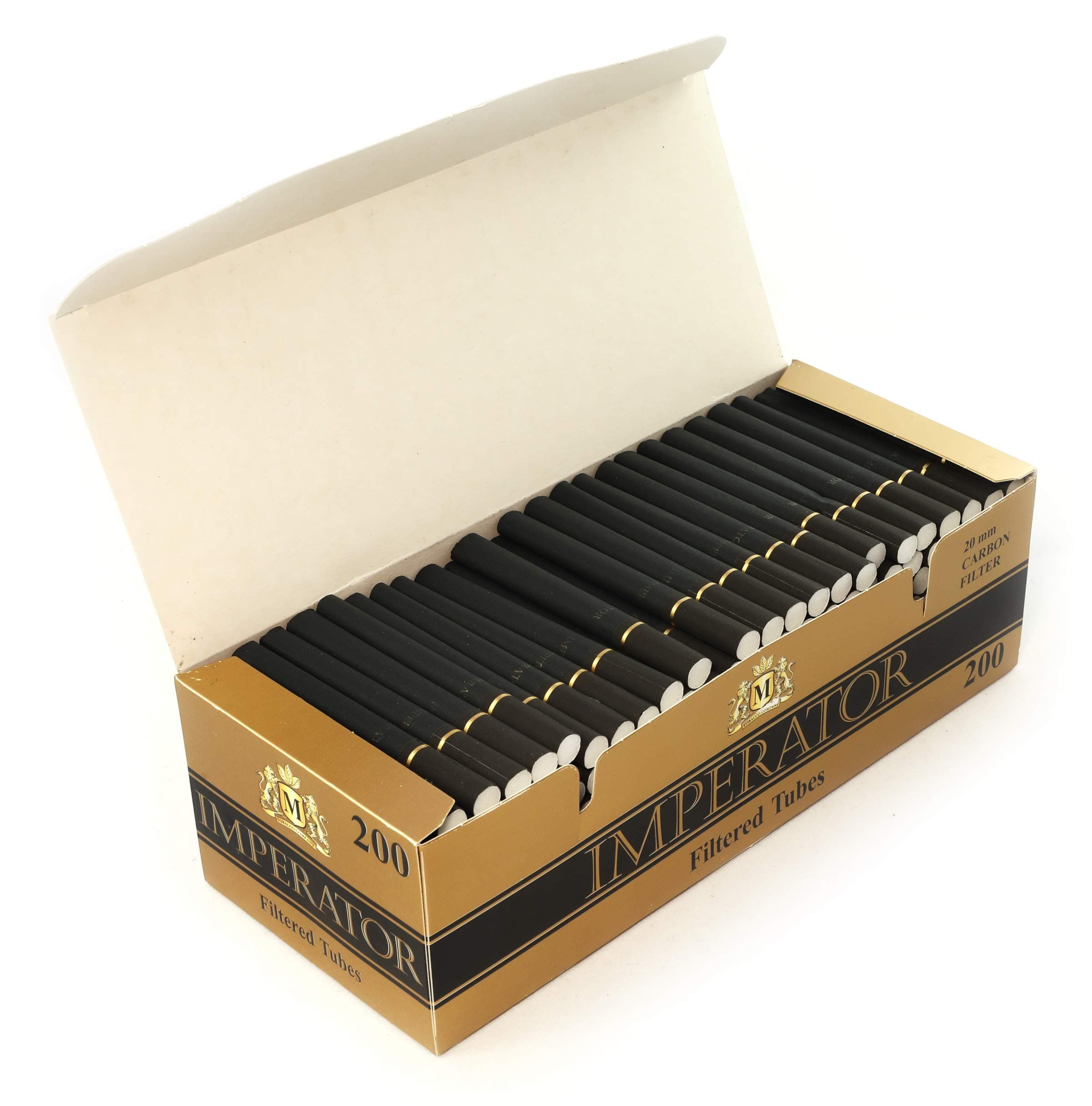 Imperator 200 Black Paper Filter Tubes with 20mm Carbon Filters