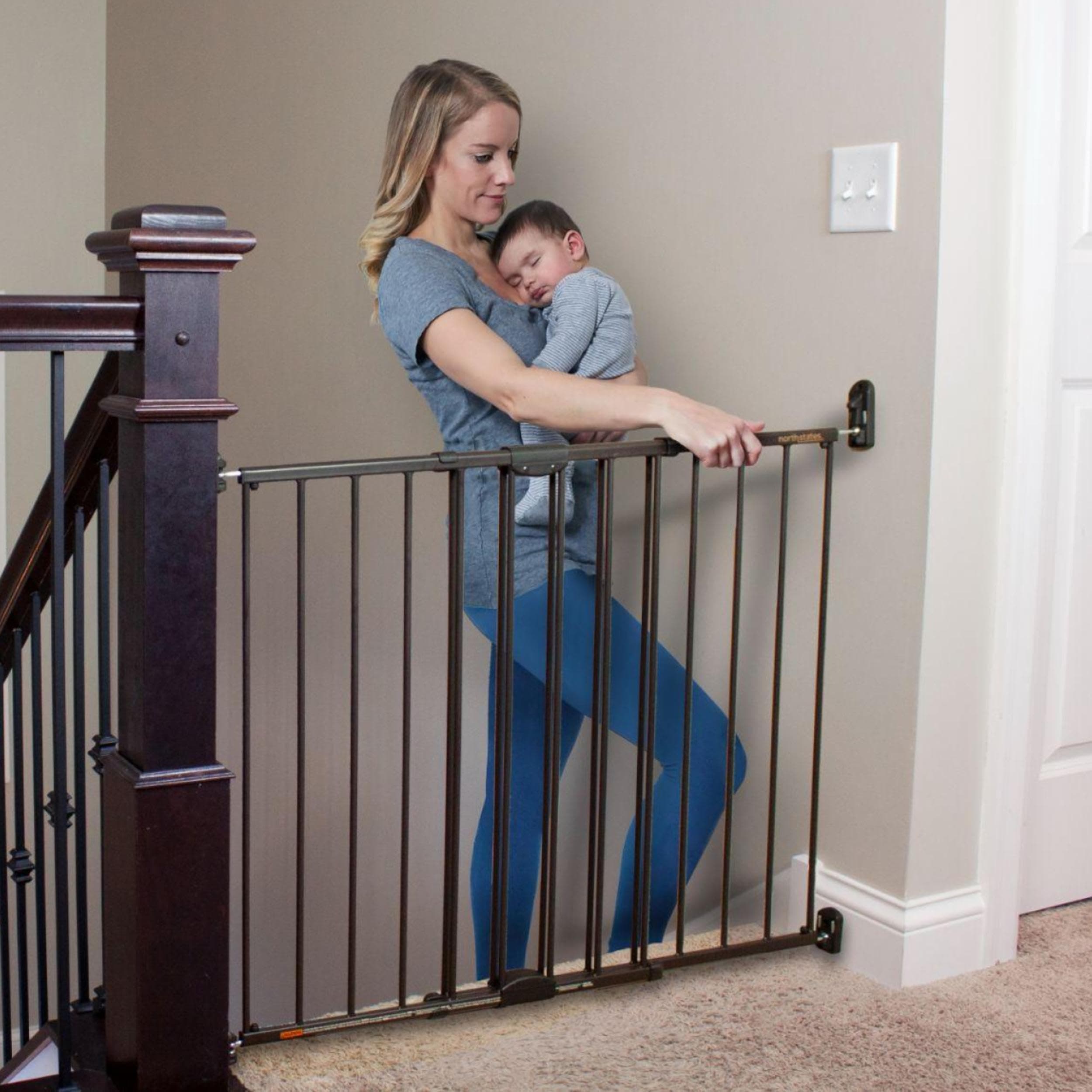 47.85" Wide Easy Swing & Lock Baby Gate - Series 2: Extra Security Safety Latch. Hardware Mount. Fits Openings 28.68" - 47.85" Wide (31" Tall, Matte Bronze)