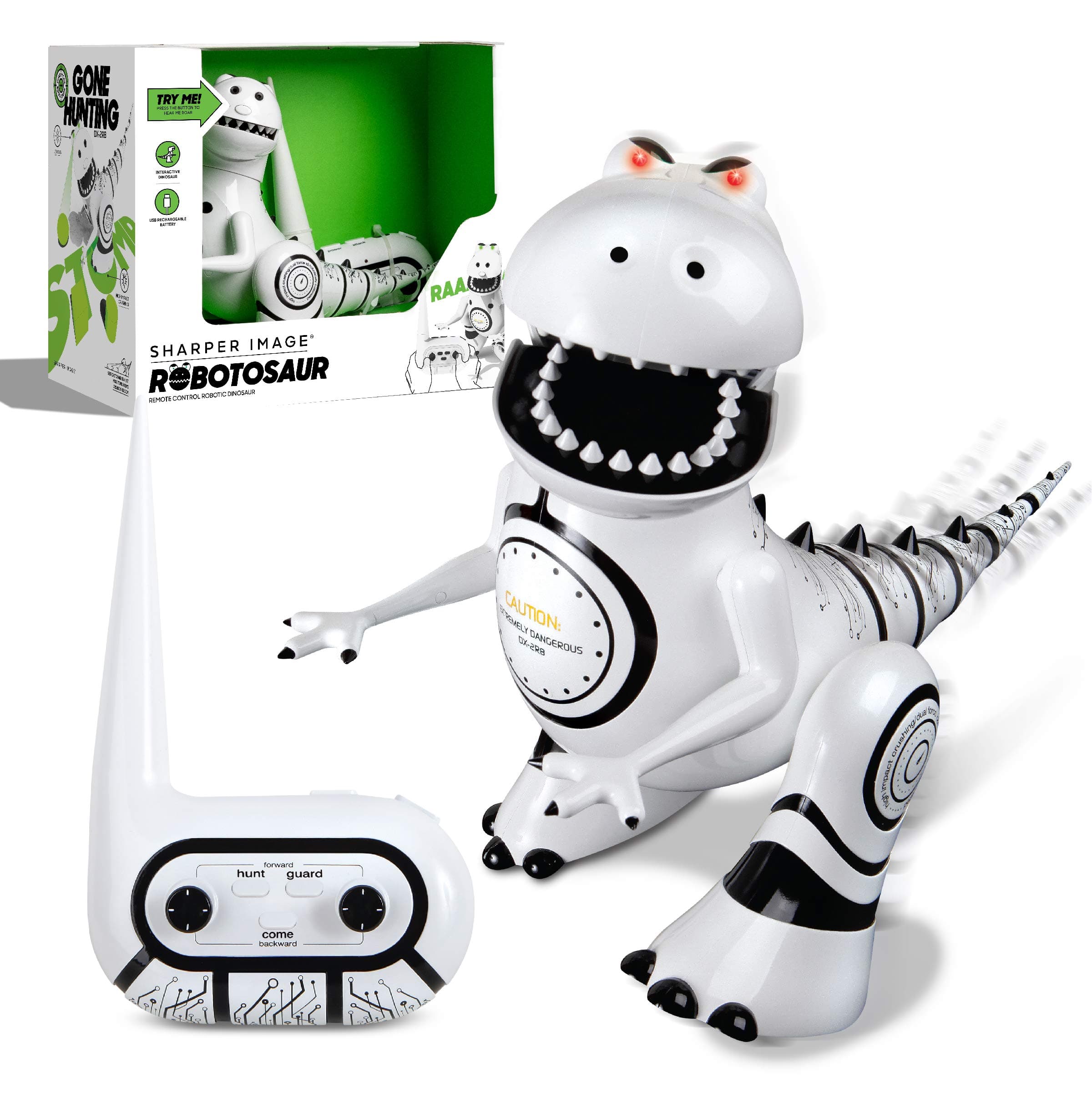 SHARPER IMAGEInteractive RC Robotosaur Dinosaur with Built-in Mood Sensors and Color-Changing LED Eyes