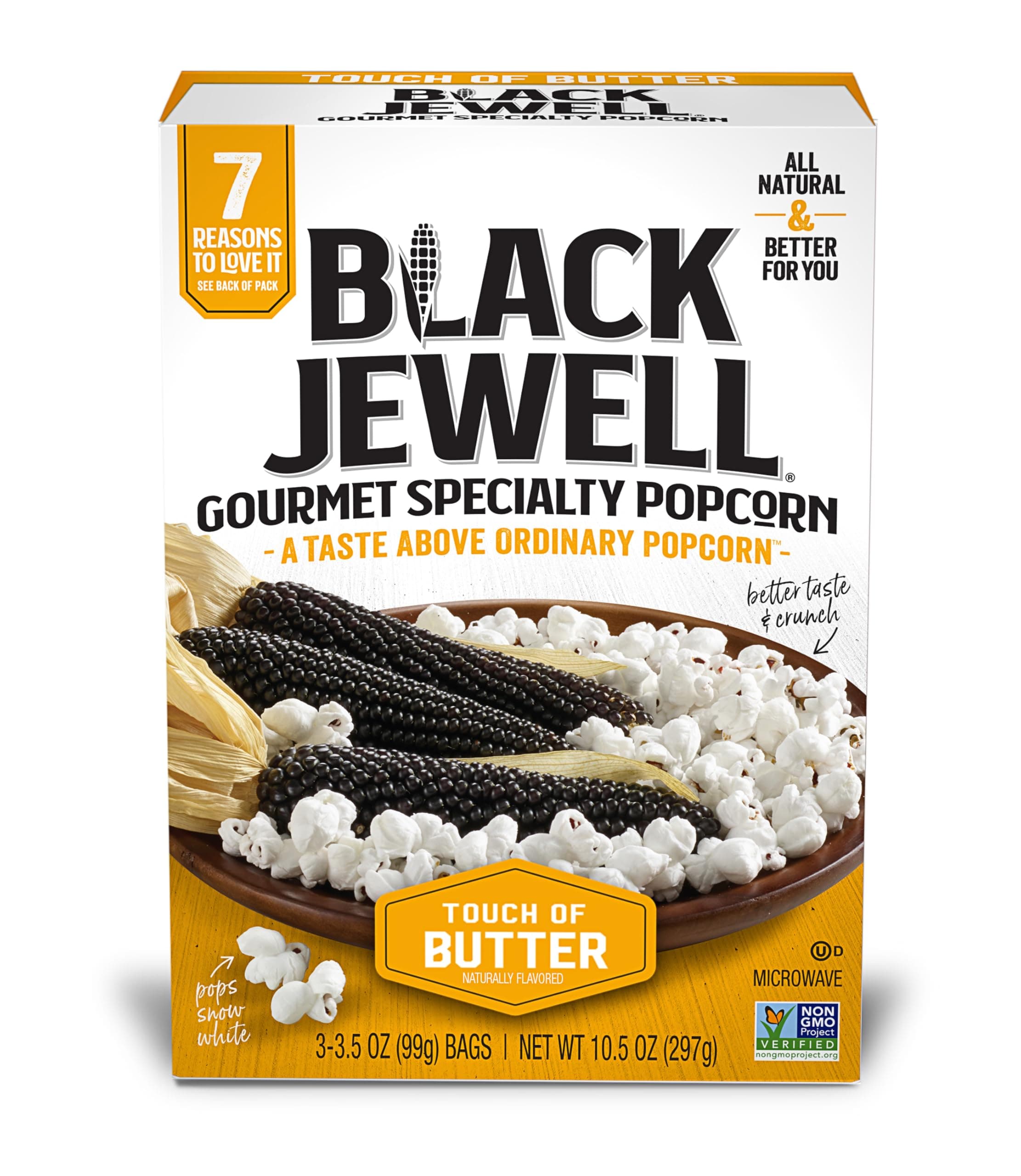 Black Jewell Specialty Microwave Popcorn, Touch of Butter, 10.5oz (10.5 Ounce (Pack of 6))